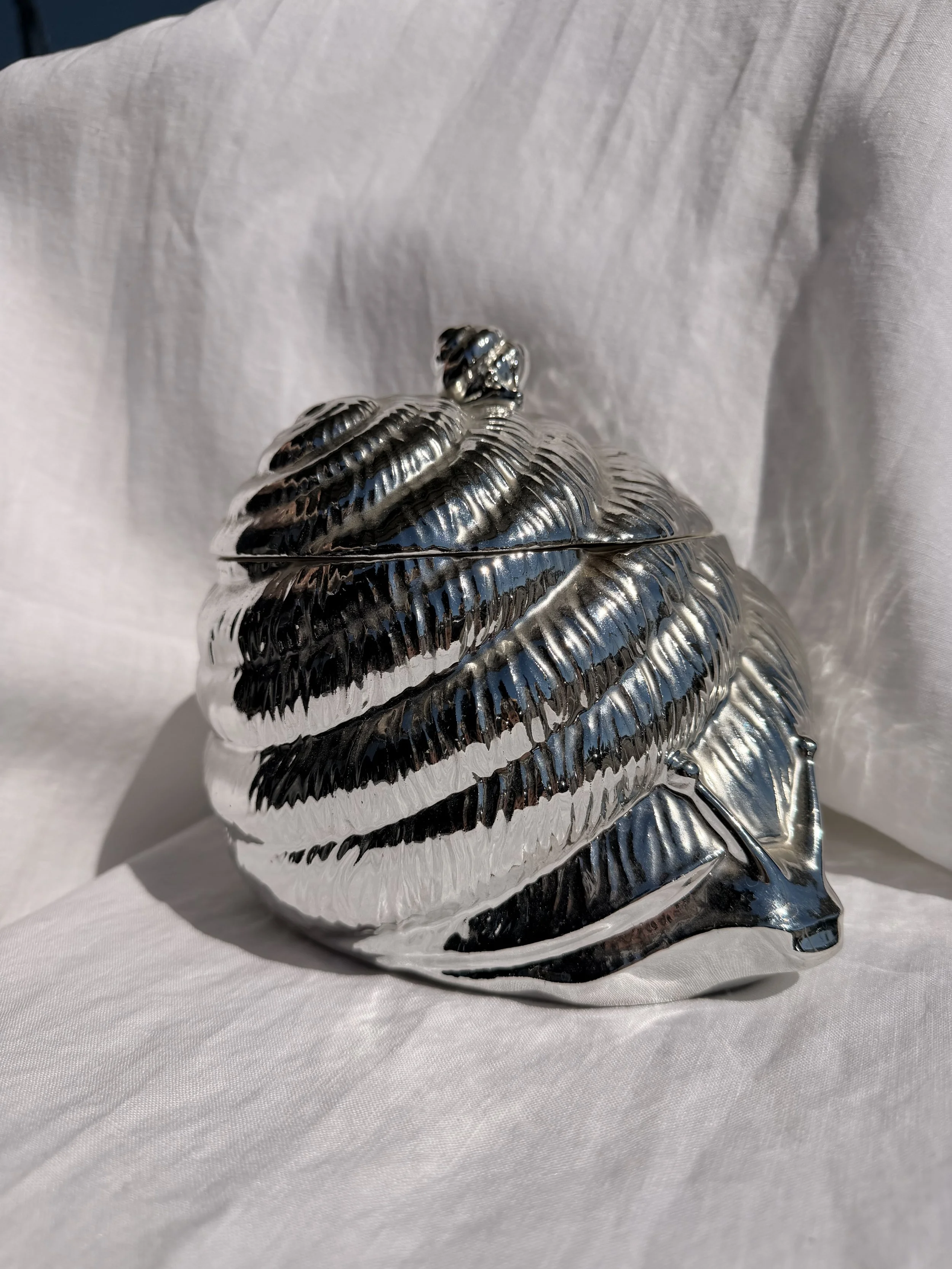 Silvered Ceramic Snail Jar
