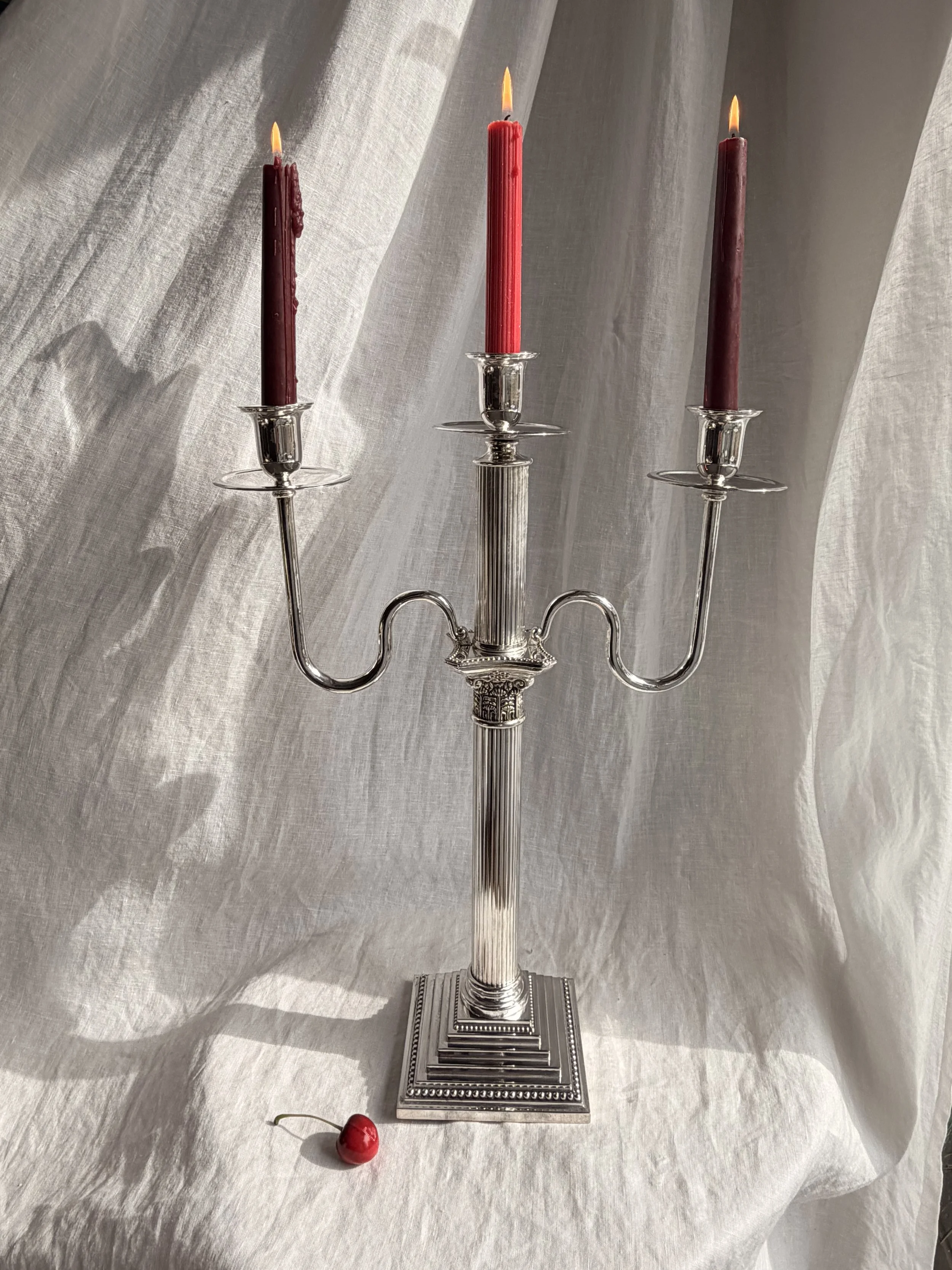 Corinthian Column Triple Candelabra