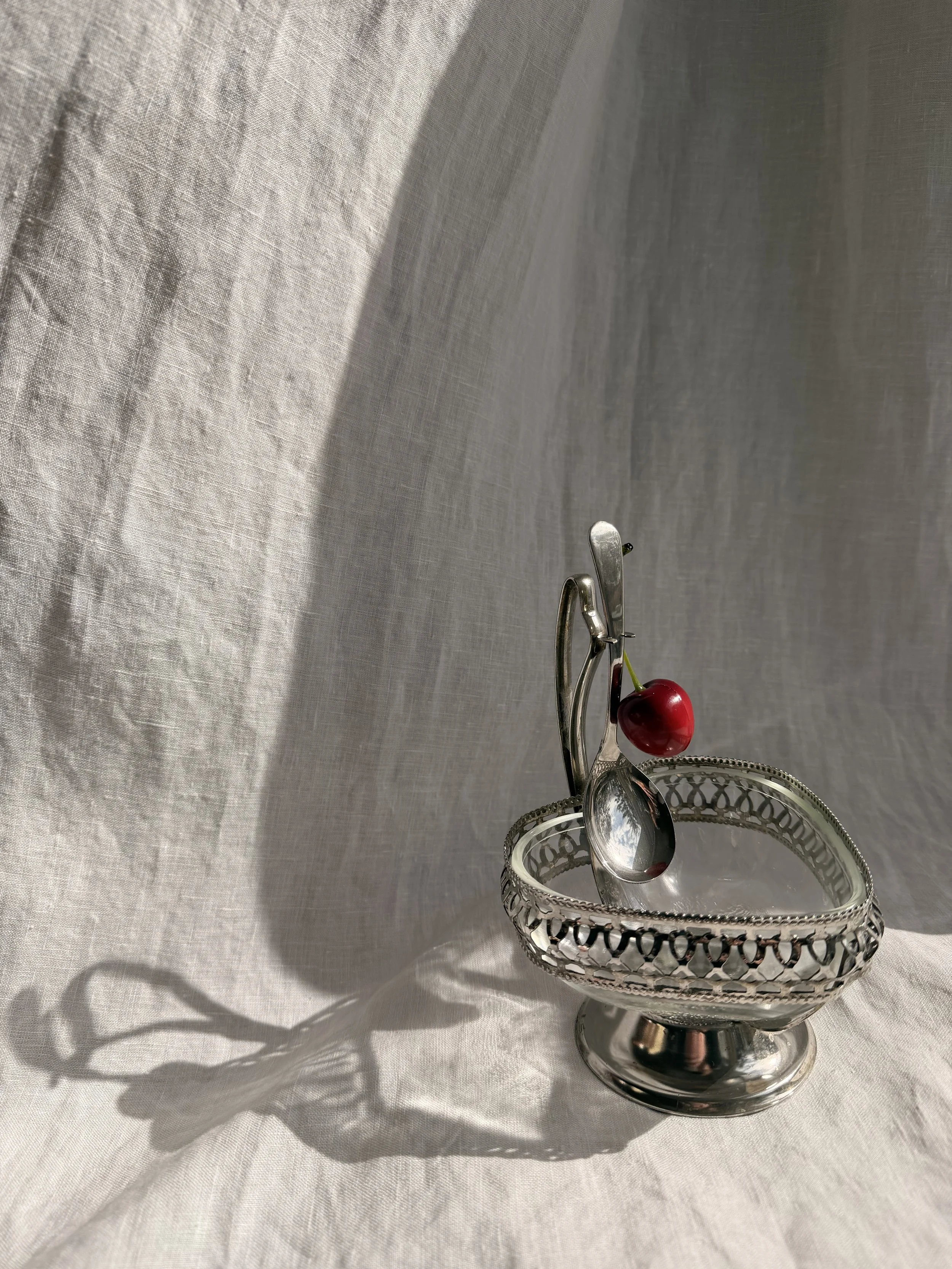 Clear Glass Heart Sugar Bowl