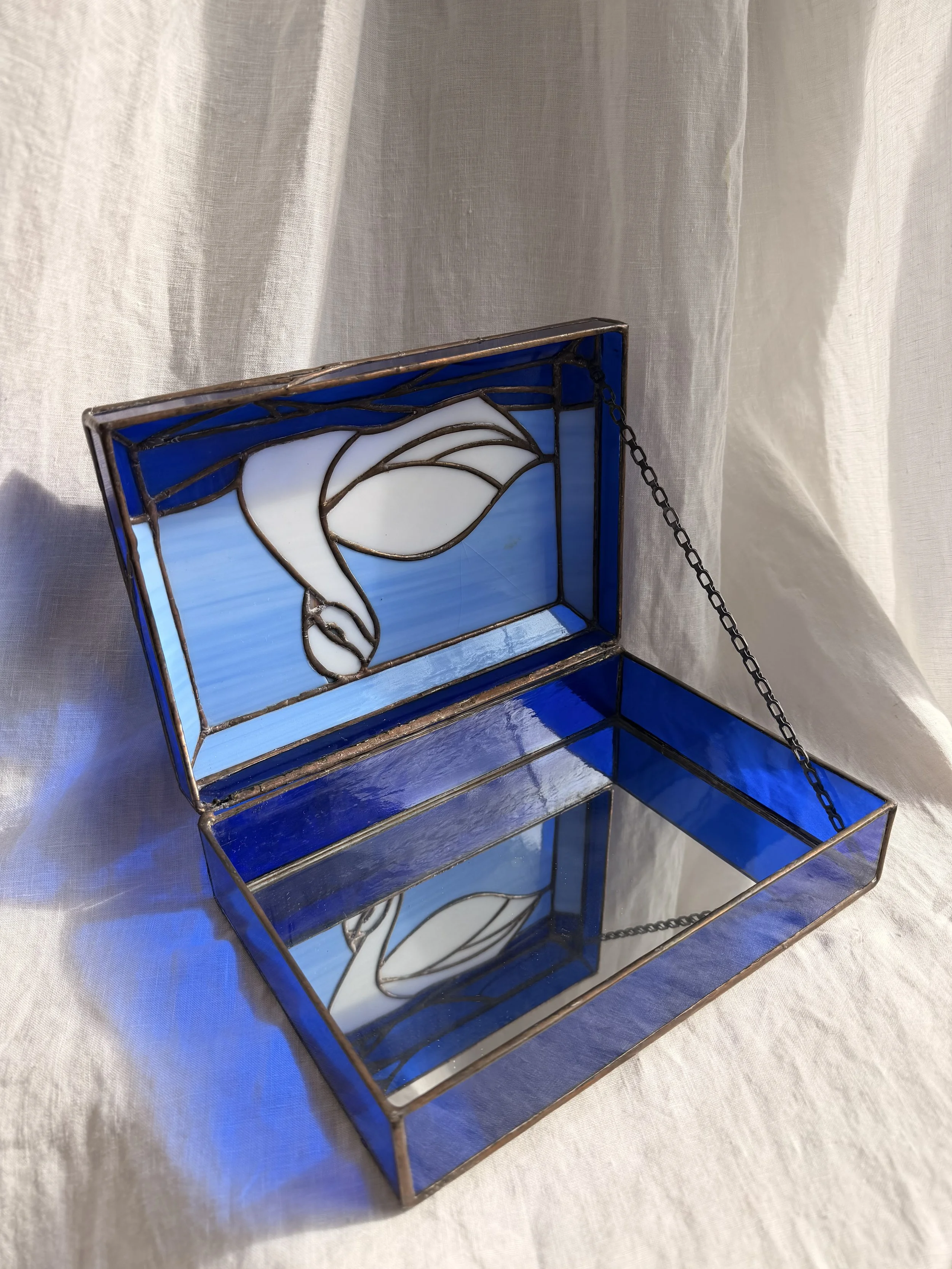 Stained Glass Swan Box