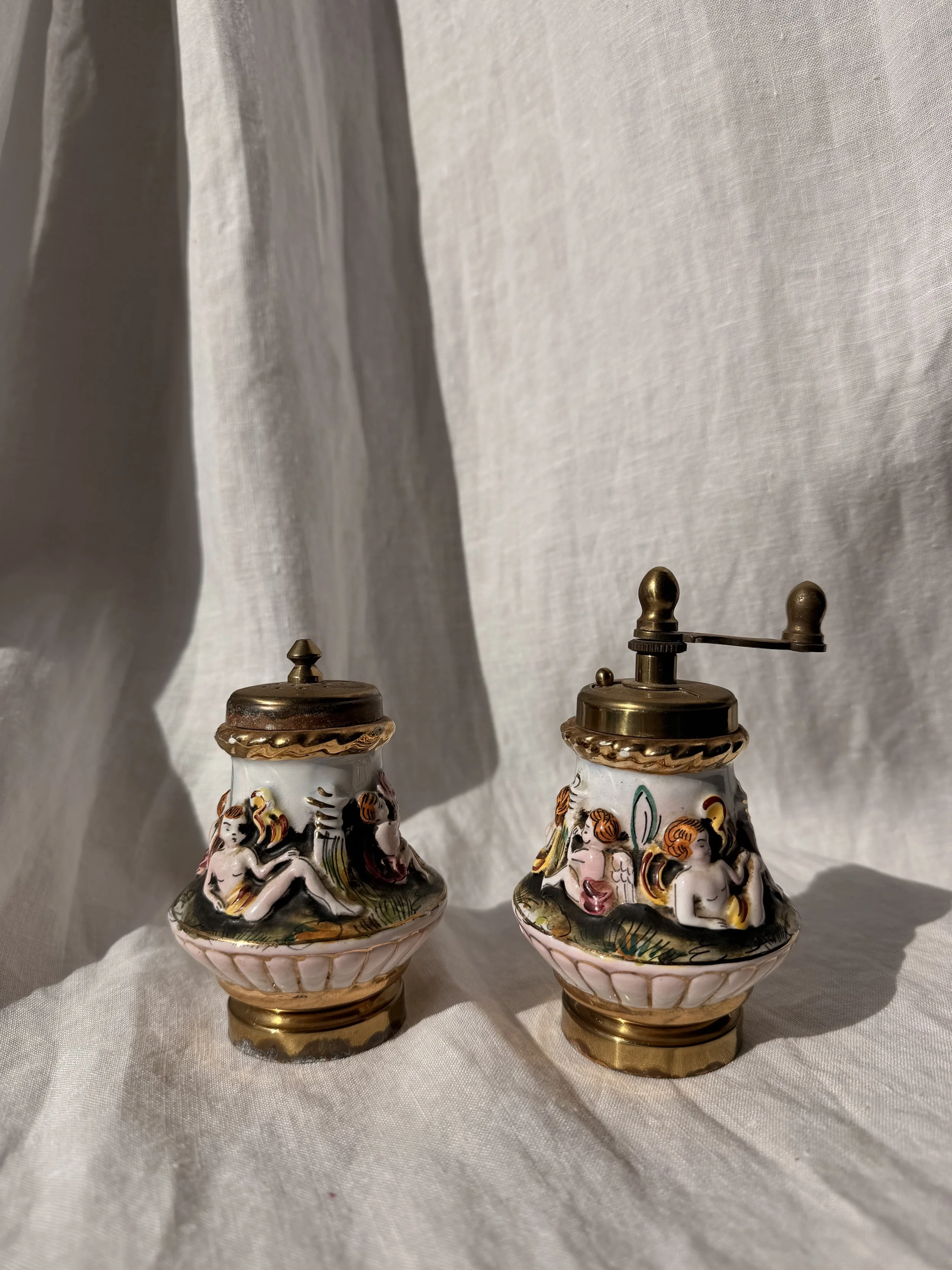 Italian Ceramic Cherub S&P Set