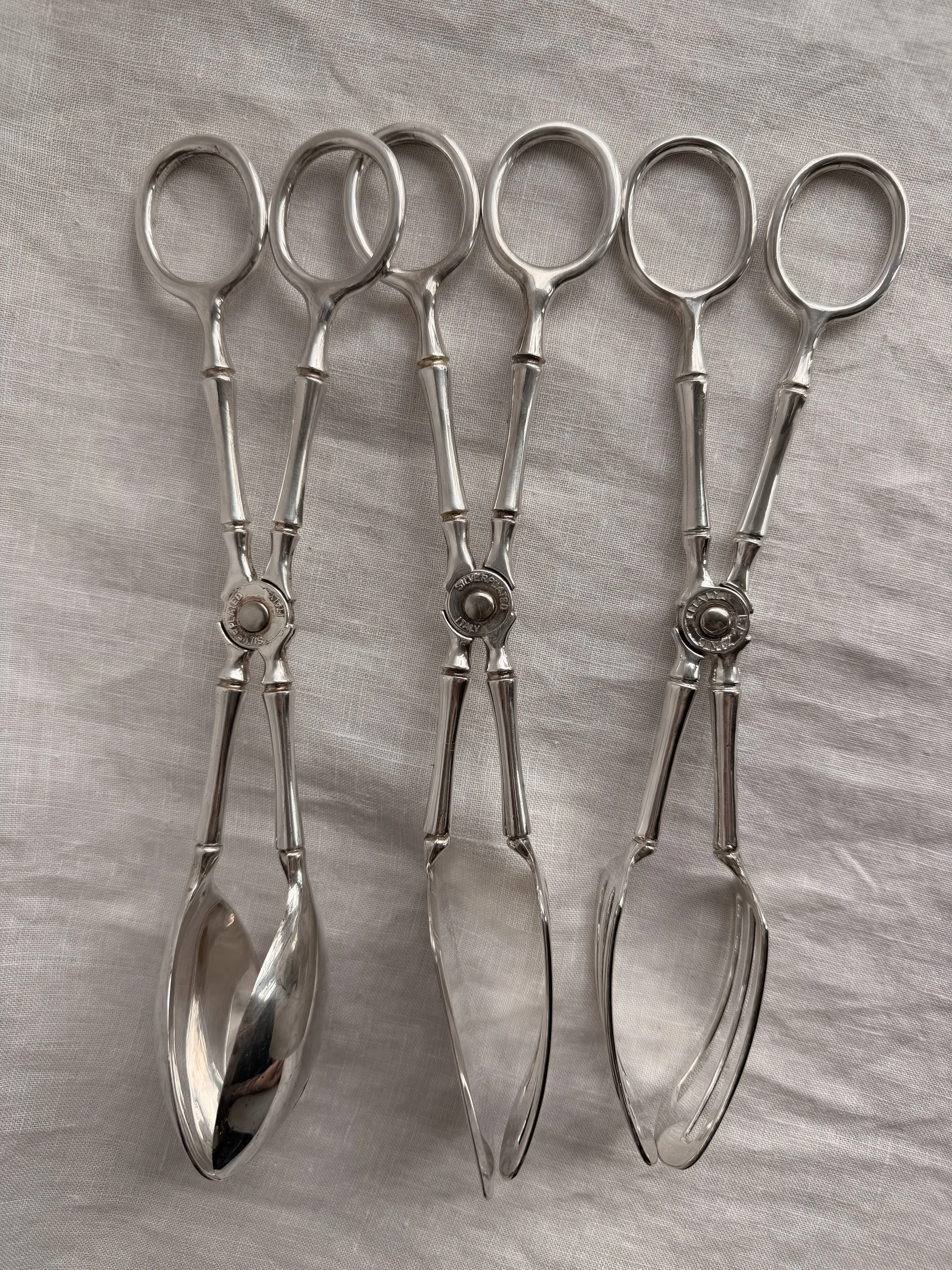 Italian Bamboo Silver Serving Trio