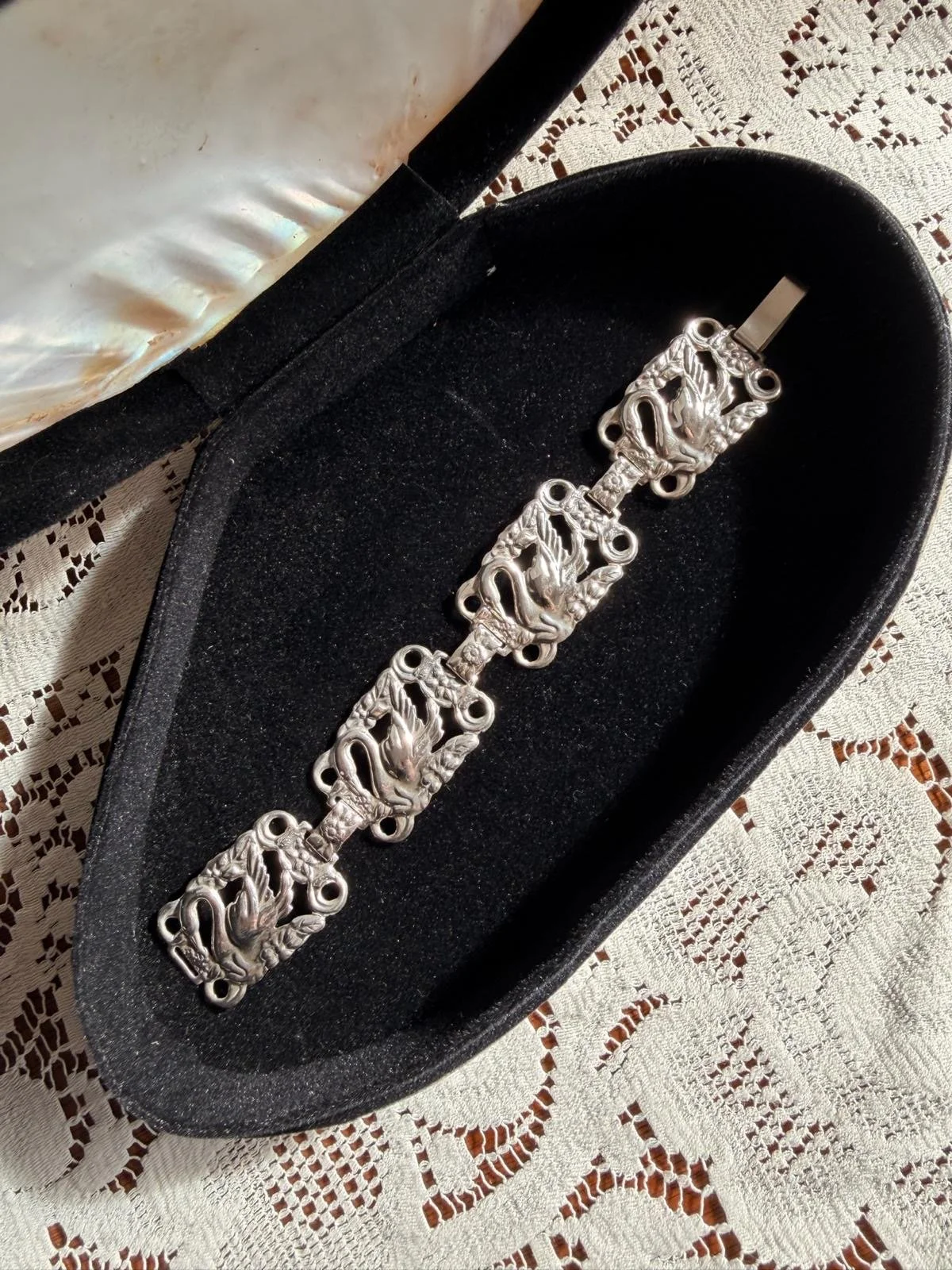 1940s Sterling Swan Bracelet