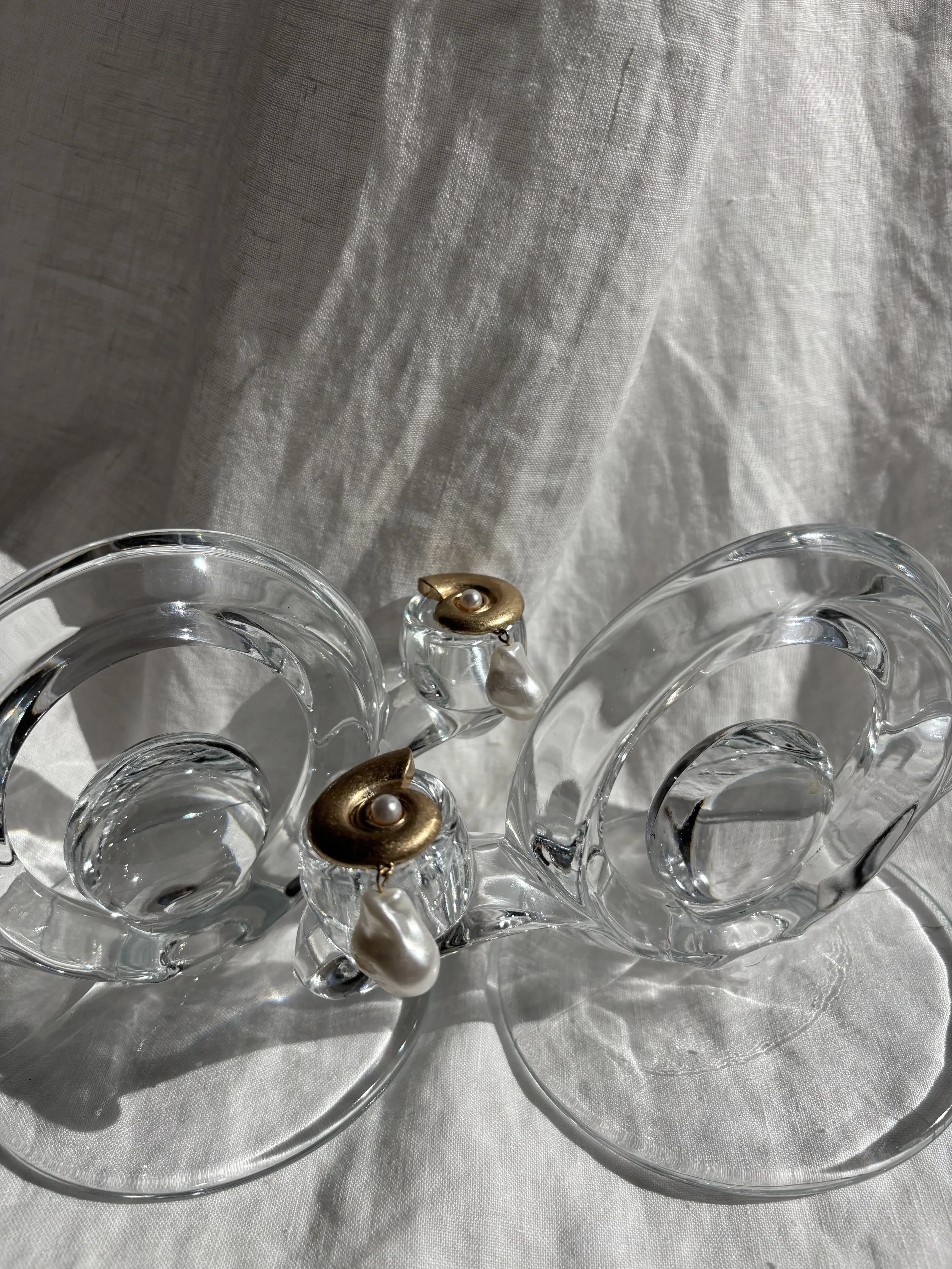 Round Glass Candelabra Pair