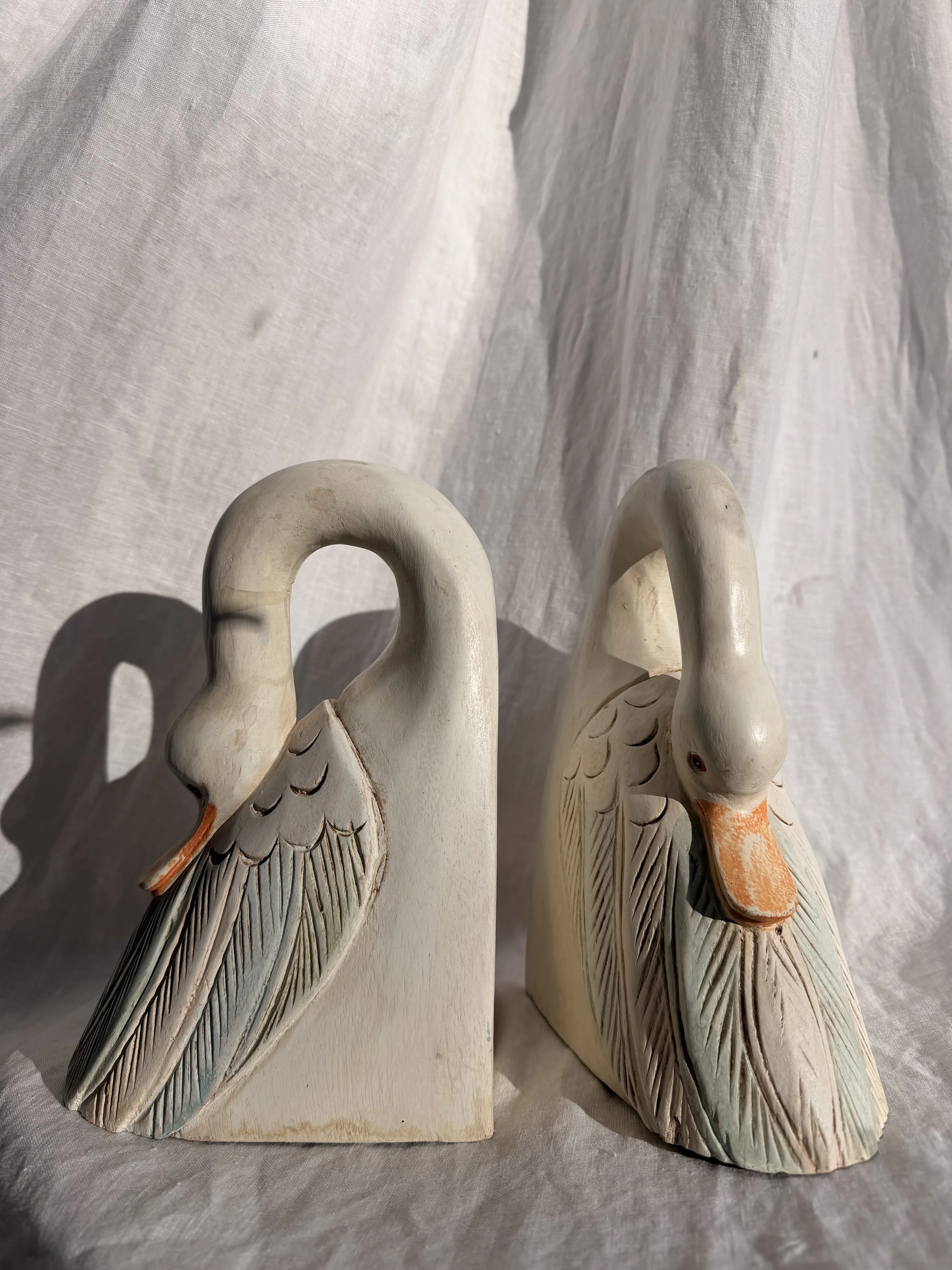 Wooden Swan Bookends