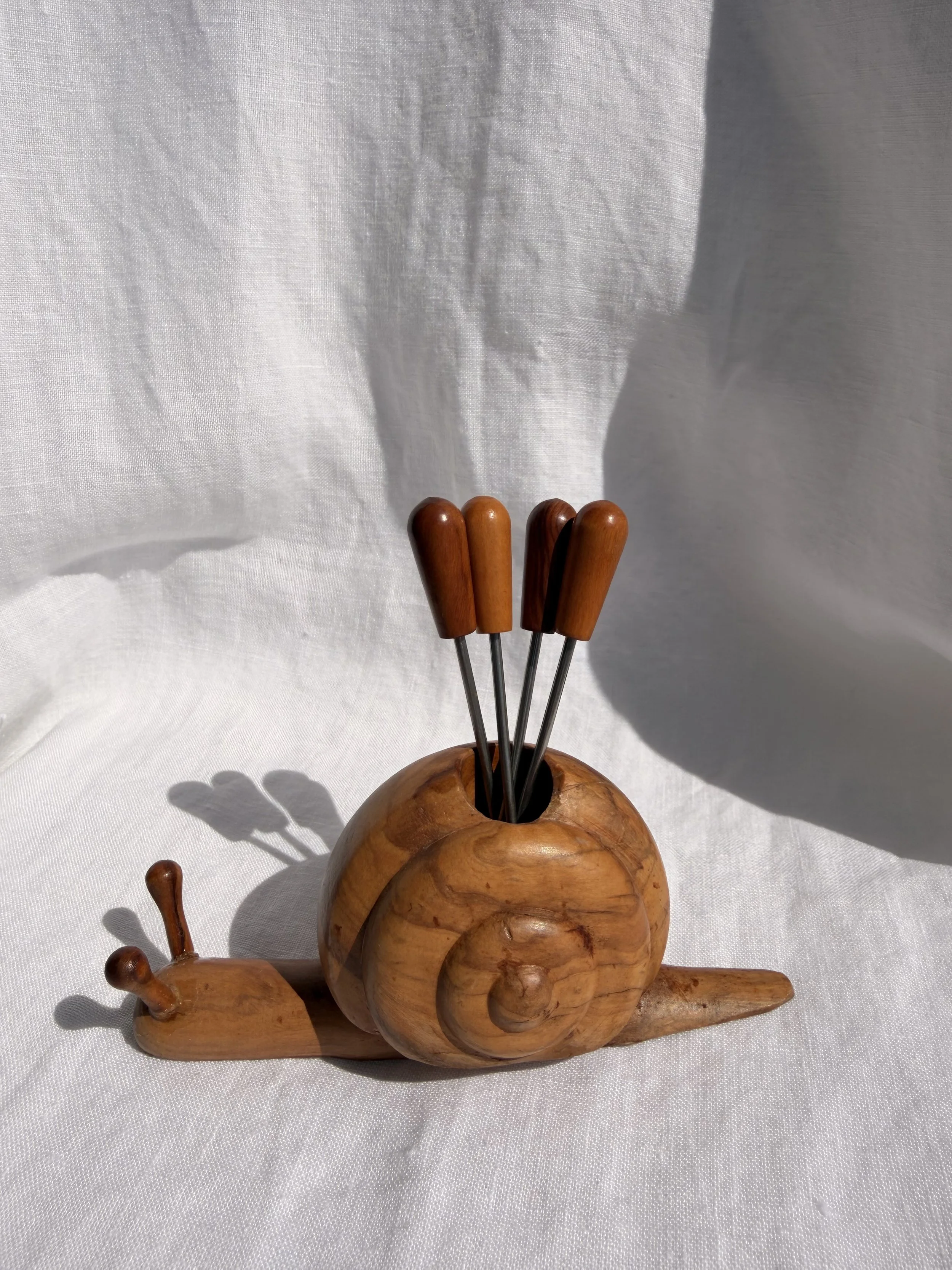 Wooden Snail Cocktail Pick Set