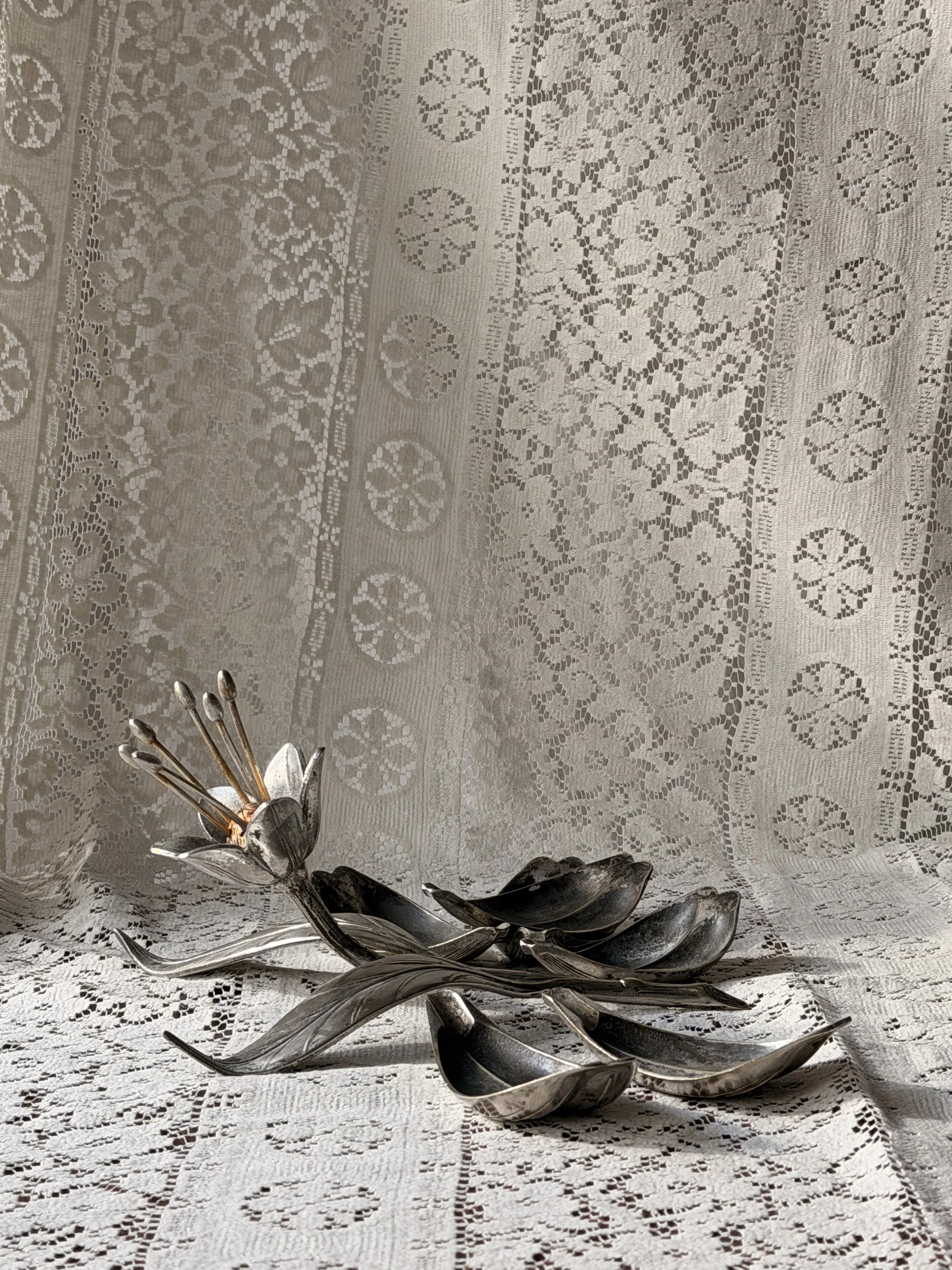 Pewter Sculptural Flower Petal Ashtray -II