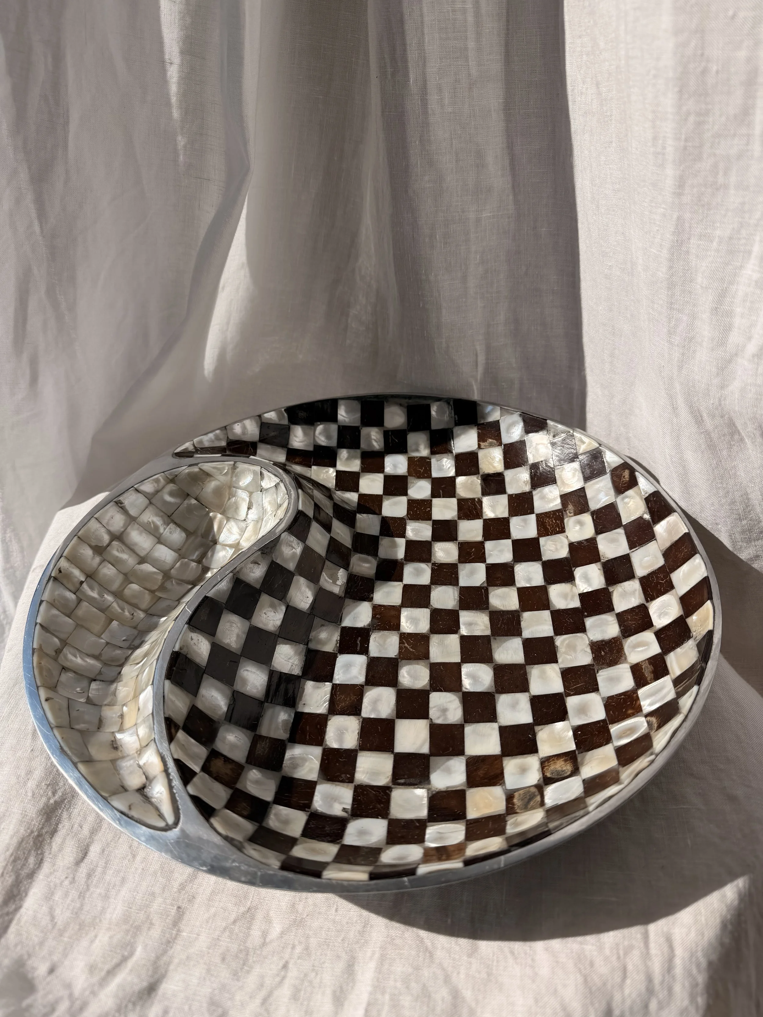 Large Checked Inlay Serving Dish