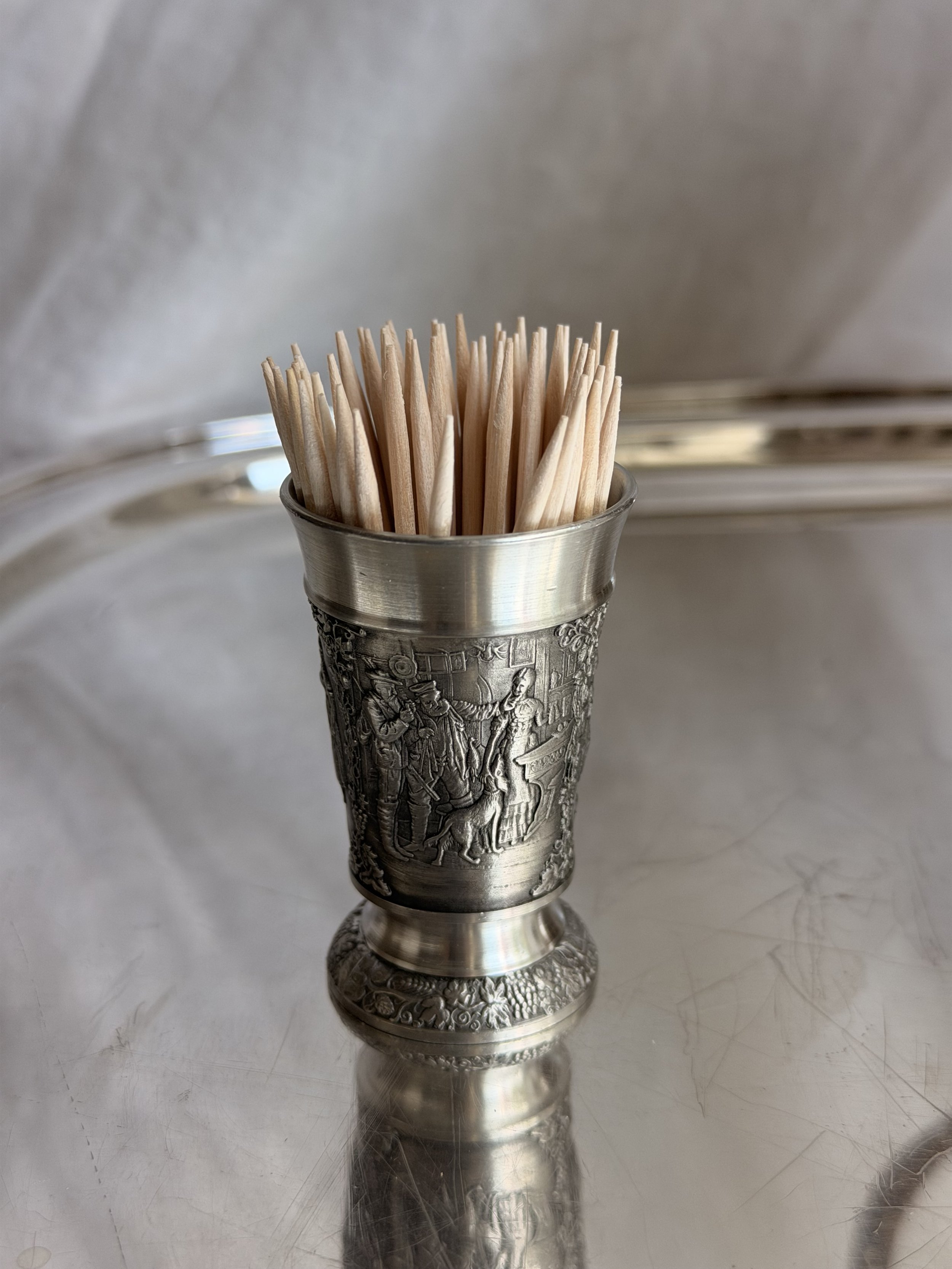 German Pewter Toothpick Holder