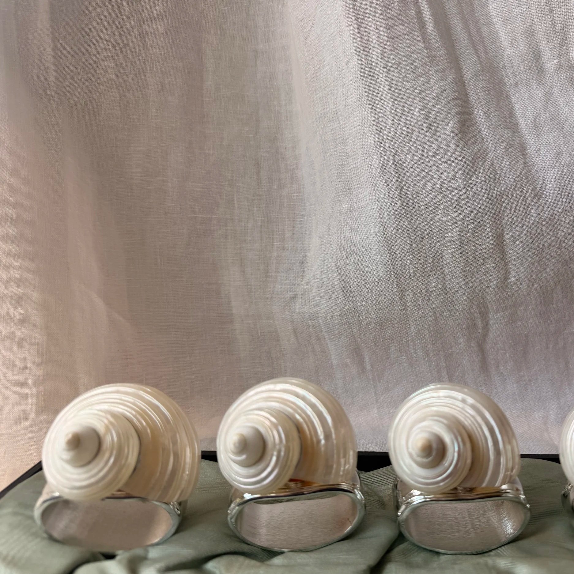 Mother of Pearl & Silver Napkin Ring Set