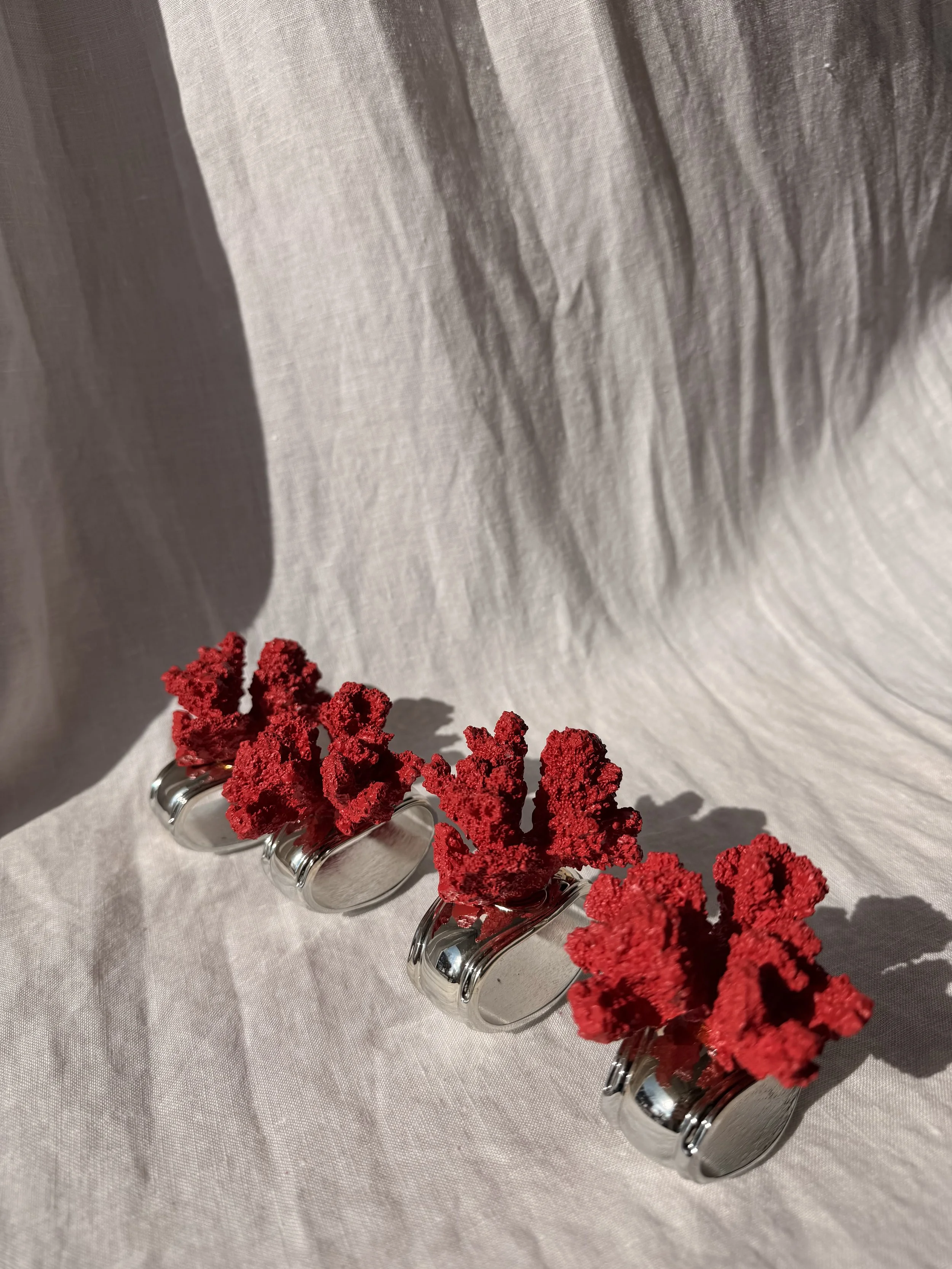 Coral Fragment Napkin Ring Set