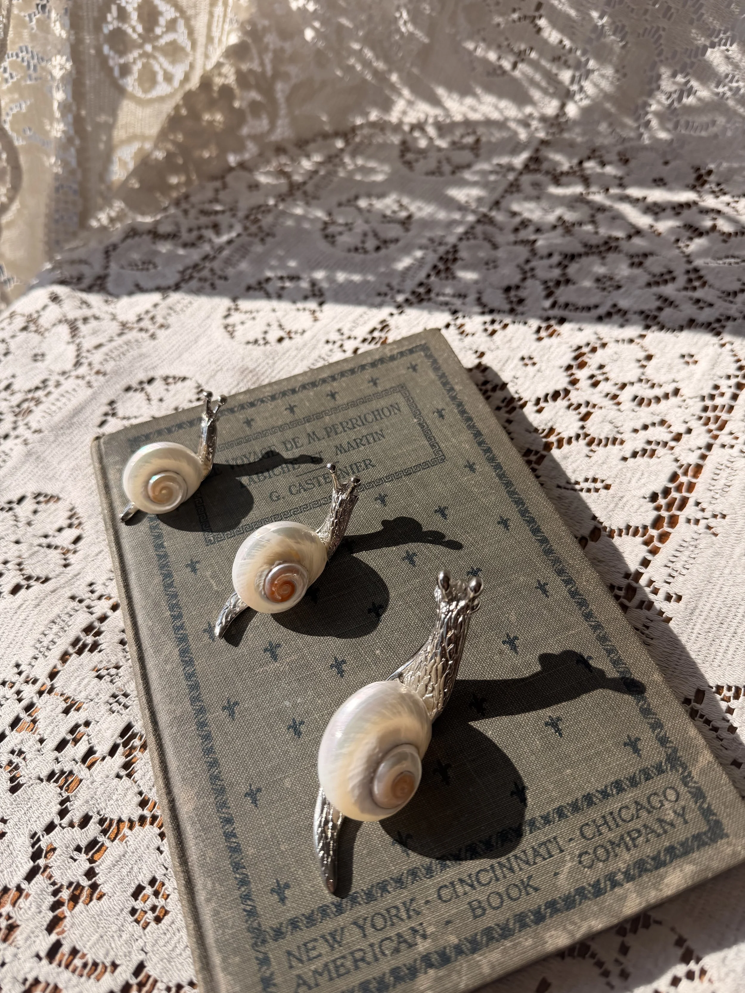 Silver & Natural Shell Snail Trio