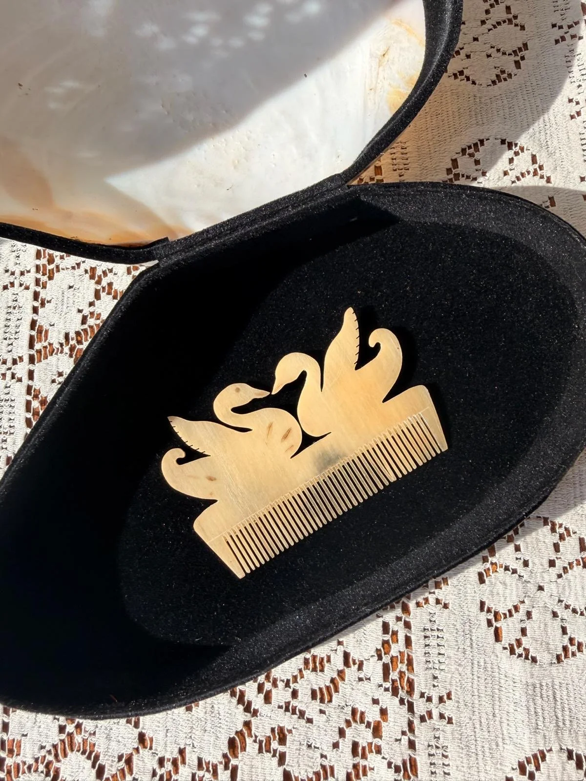 Antique Hand Carved Horn Comb - II