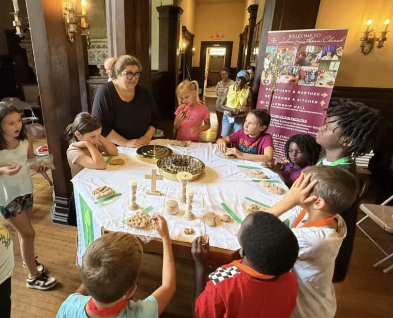 Children engaging in outdoor play, artistic drawing, and an indoor group activity.