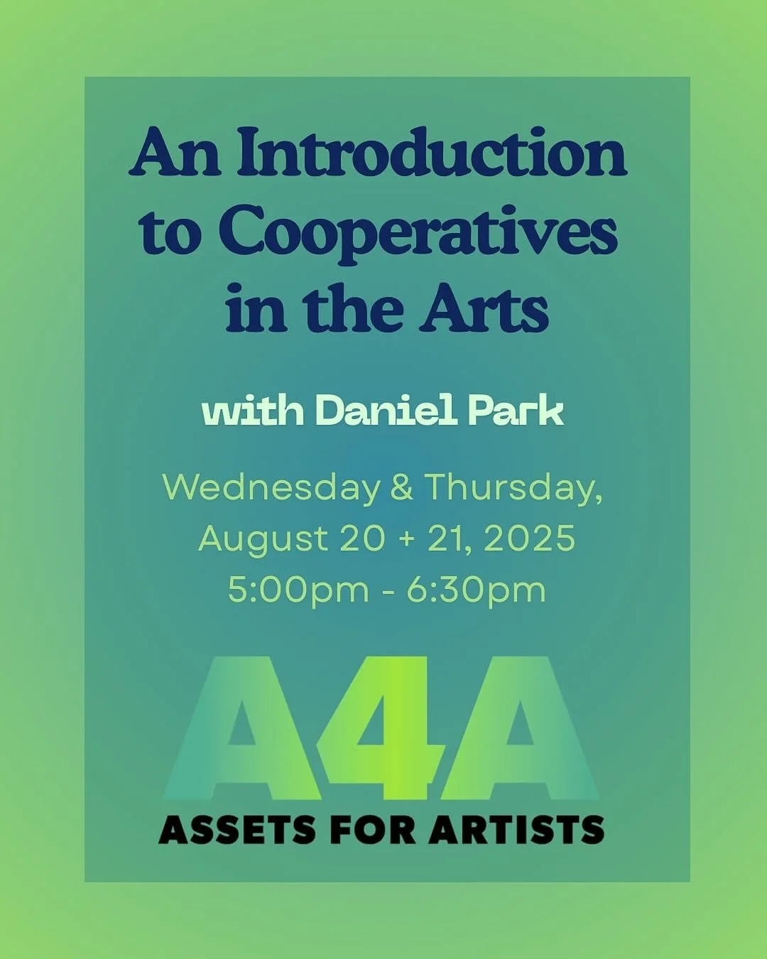 Check out Daniel Park of @obviousagencycoop &mdash; who also hosted our @creativestudysocial course &ldquo;No Bosses! Cooperatives for Creatives&rdquo; &mdash; giving this workshop with @massmoca&rsquo;s @assets4artists later this month.

Second slid