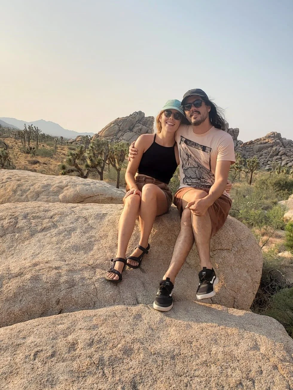 Camping at Jumbo Rocks in Joshua Tree National Park. We love spending time in national parks and have been to six together (Joshua Tree, Rocky Mountain, Yosemite, Acadia, Great Sand Dunes and Shenandoah)