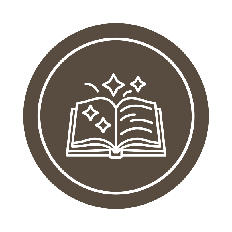 Storybook icon representing intentional, storytelling-based shooting style