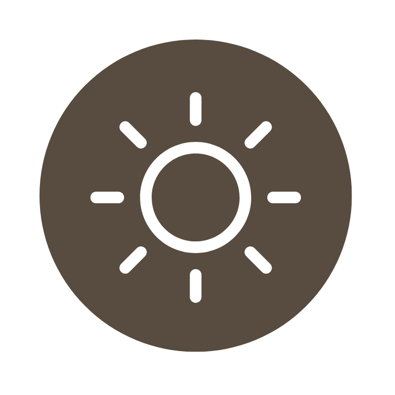 Sun icon representing soft light, real moments, and meaningful details
