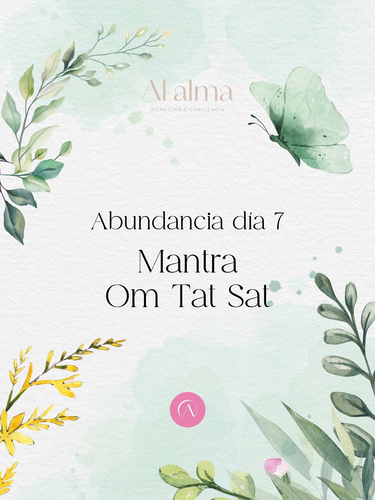 &bull; M A N T R A &bull;

Om Tat Sat 

Om: Lo infinito
Tat: Es
Sat: Verdad, Realidad 

Este mantra simboliza la unidad de todas las cosas, la conexi&oacute;n con la divino y la conciencia universal ✨