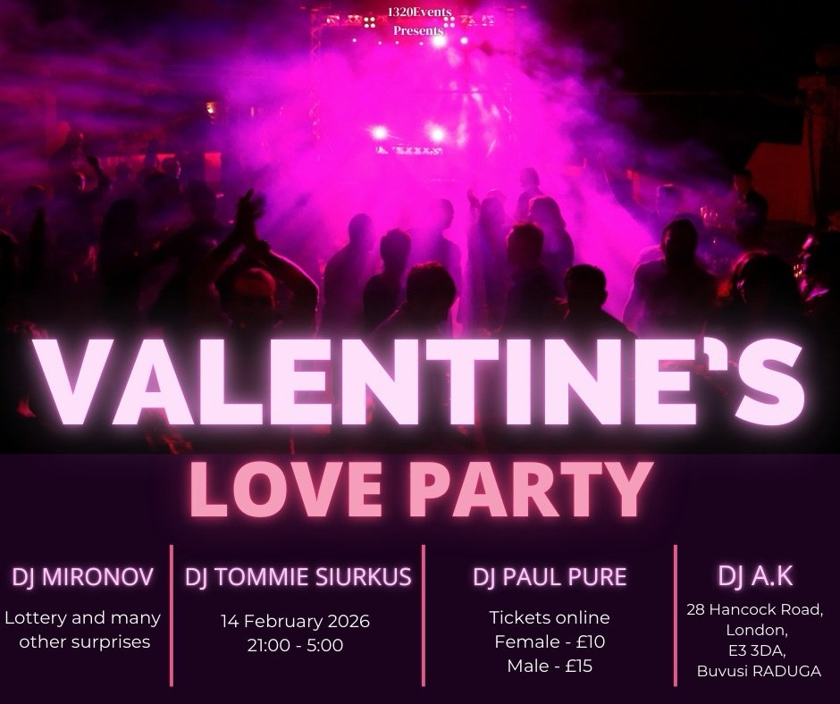 Lietuvi&scaron;kas vakarėlis grįžta su trenksmu! 💥
💘 Valentine&rsquo;s Love Party &ndash; vasario 14 d. pažadins meilės jausmus ir dar daugiau 😉
Meilės &scaron;okiai, gera nuotaika ir house &amp; dance muzikos ritmai visą naktį!
Susitinkame buvusi