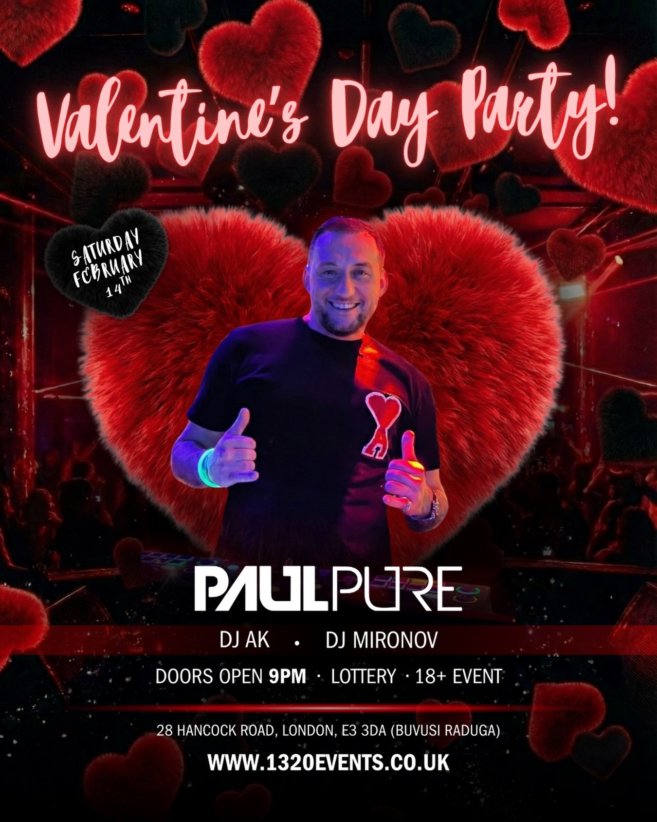 💖 VALENTINE&rsquo;S DAY GRAND PARTY 💖

Jau kitą savaitę &ndash; vasario 14 d. susitinkame &scaron;vęsti Valentino dieną kartu su vienu populiariausių DJ Londone &ndash; Paul Pure 🎧🔥

✨ Love. Music. Energy. ✨
&Scaron;į Valentino vakarą Londonas KA
