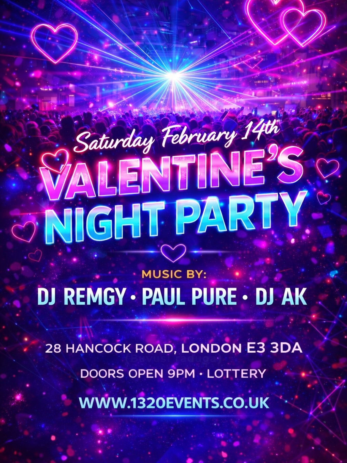 🔥💘 Valentine&rsquo;s Day Party 💘🔥
🎧 Specialus svecias - DJ Remgy !!!
Meilė, muzika ir &scaron;okiai iki ryto 💃🕺
Londonas nemiegos 😎

📅 Vasario 14 d. | 21:00
📍 28 Hancock Road, London (ex Raduga Club)

🎟 👉 https://www.skiddle.com/e/4177360