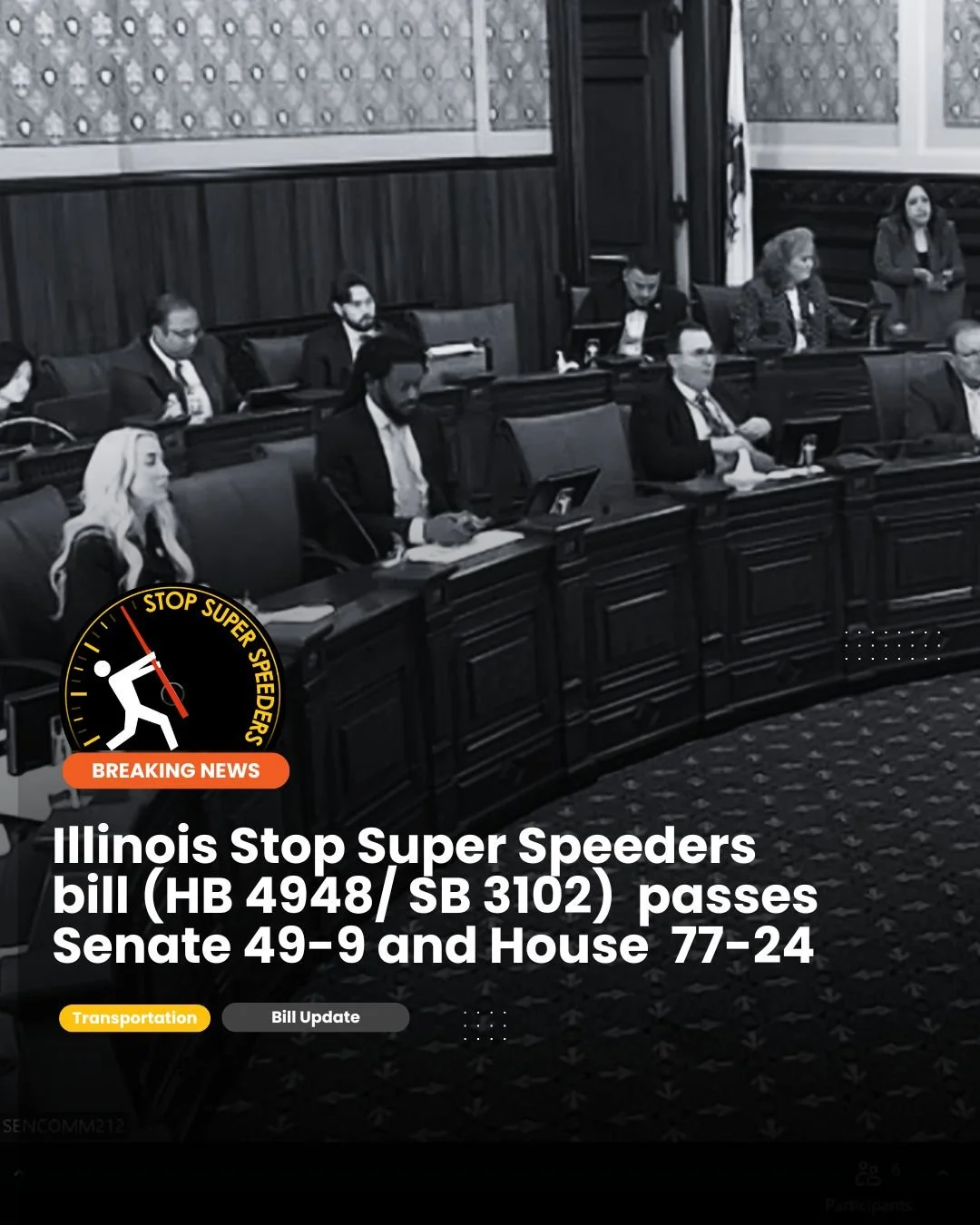 Statement on Illinois Legislature’s Passage of the “Stop Super Speeders” bill - Heading to Governor JB Pritzker’s Desk for Signature