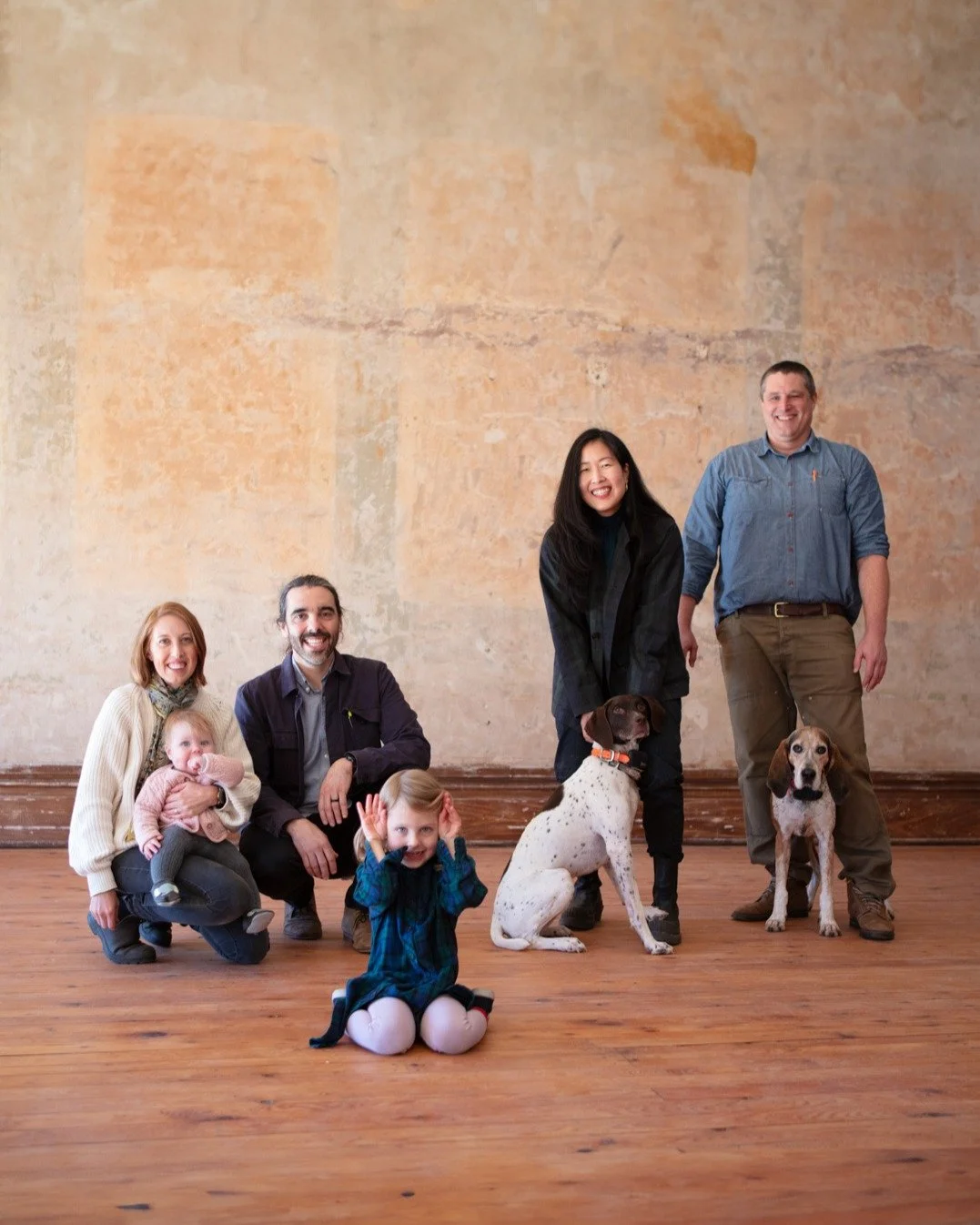 Hello! Welcome to Local Architects. This is our family photo. We are a small team of architects brought together by longtime friendships and a dedication to excellence in the craft of building. We live in the mountains of upstate New York and we love