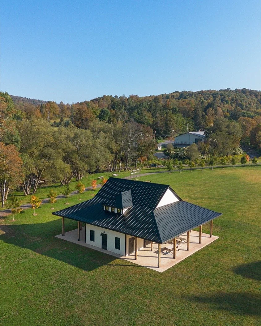 This is a fun shot of our Creamery Field Pavilion project in Bovina Center. Heavy timber frame meets excellent concrete and site work. Plus there's a bathroom. Head over to the field for vintage baseball or Friday afternoon farmers markets in season.