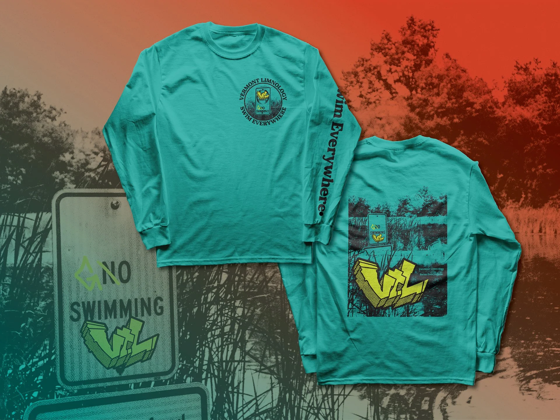 Swim Everywhere longsleve for Vermont Limnology