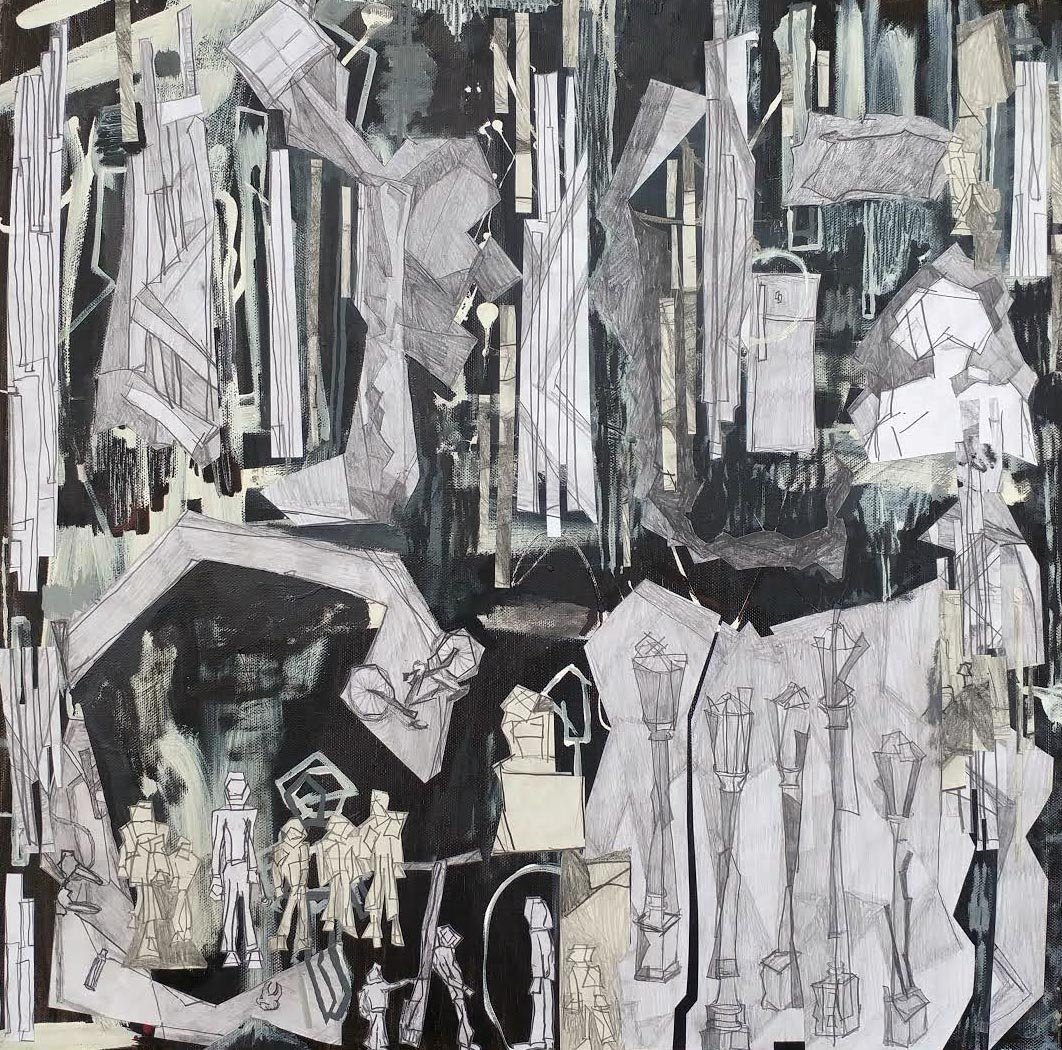 Mecha 1, 20″ x 20″, Mixed Media, 2017
