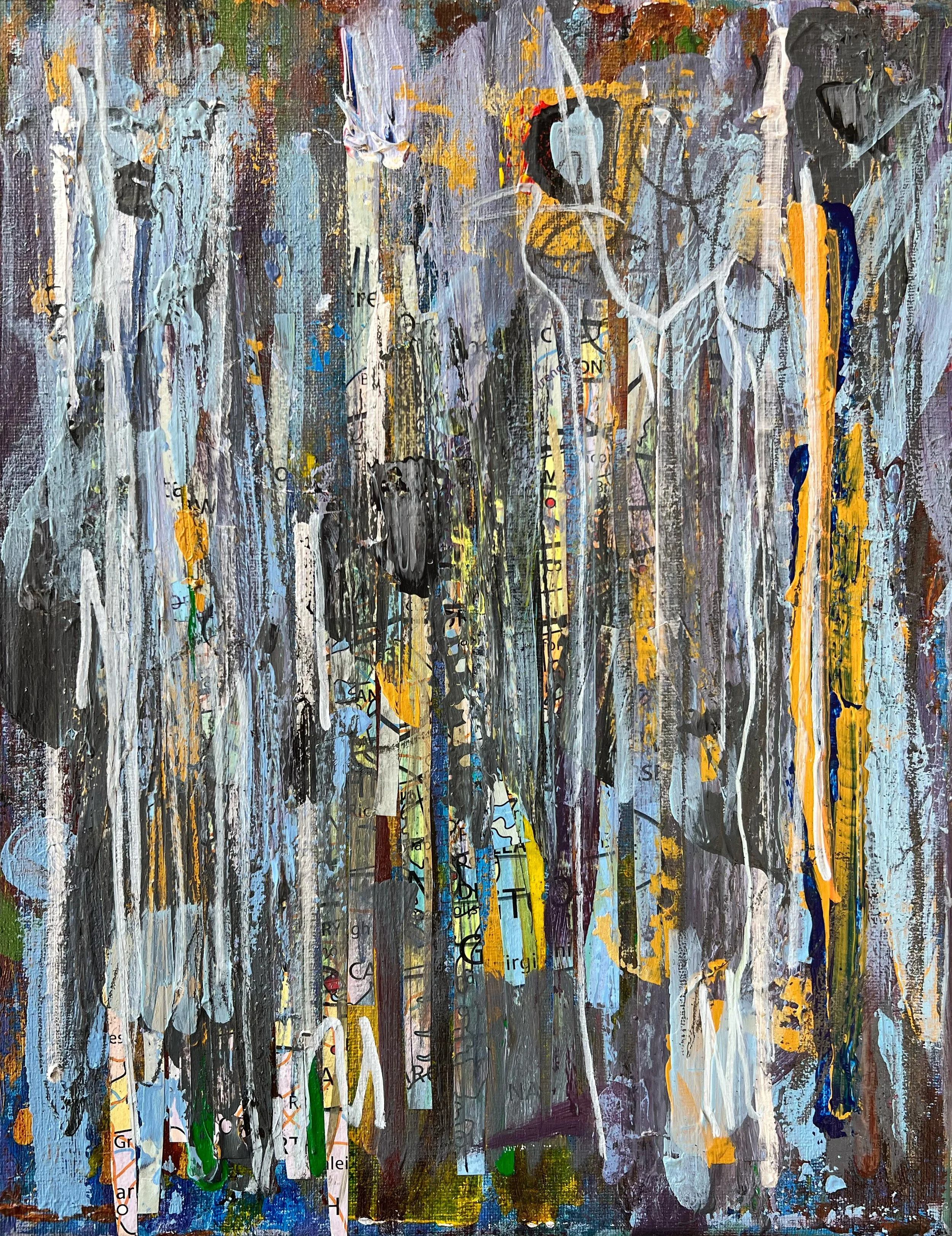 Collapsed Coordinates, 11" x 14", Mixed Media on Canvas, 2025