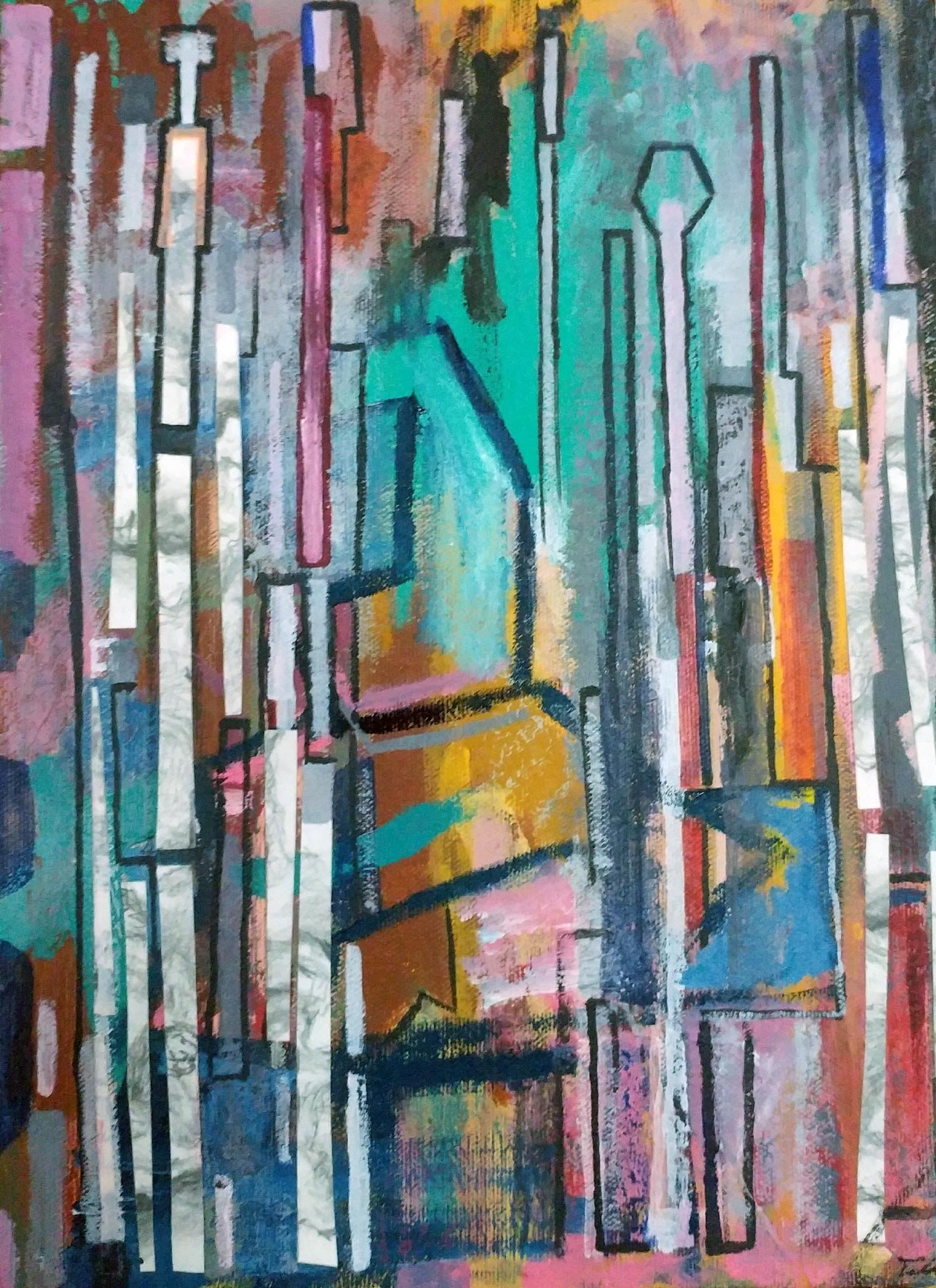 Case-By-Case, 9″ x 12″, Mixed Media, 2016 (Sold)
