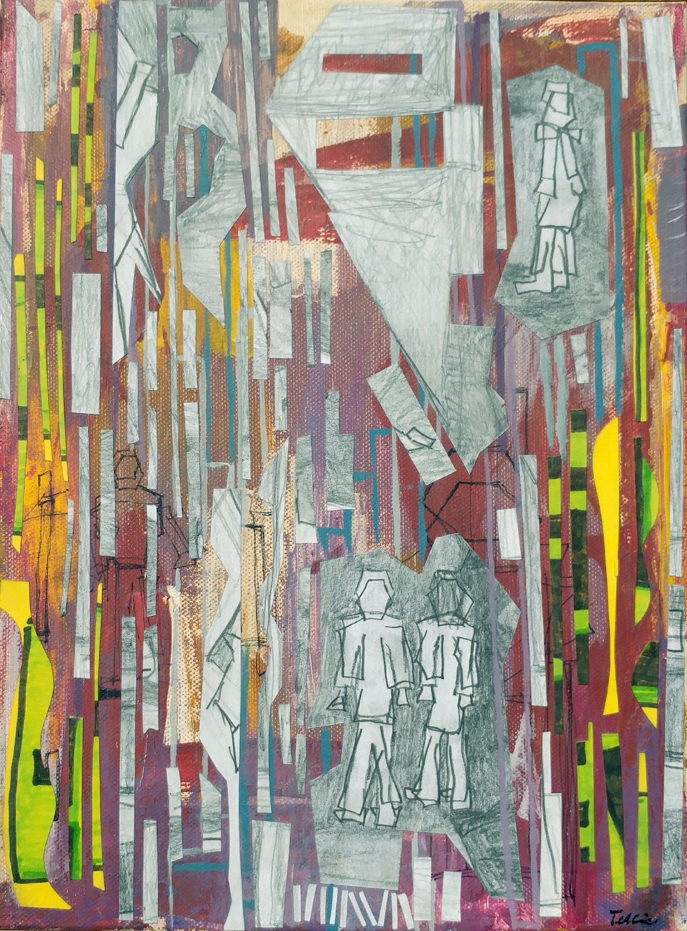 Walking, 9″ x 12″, Mixed Media, 2016