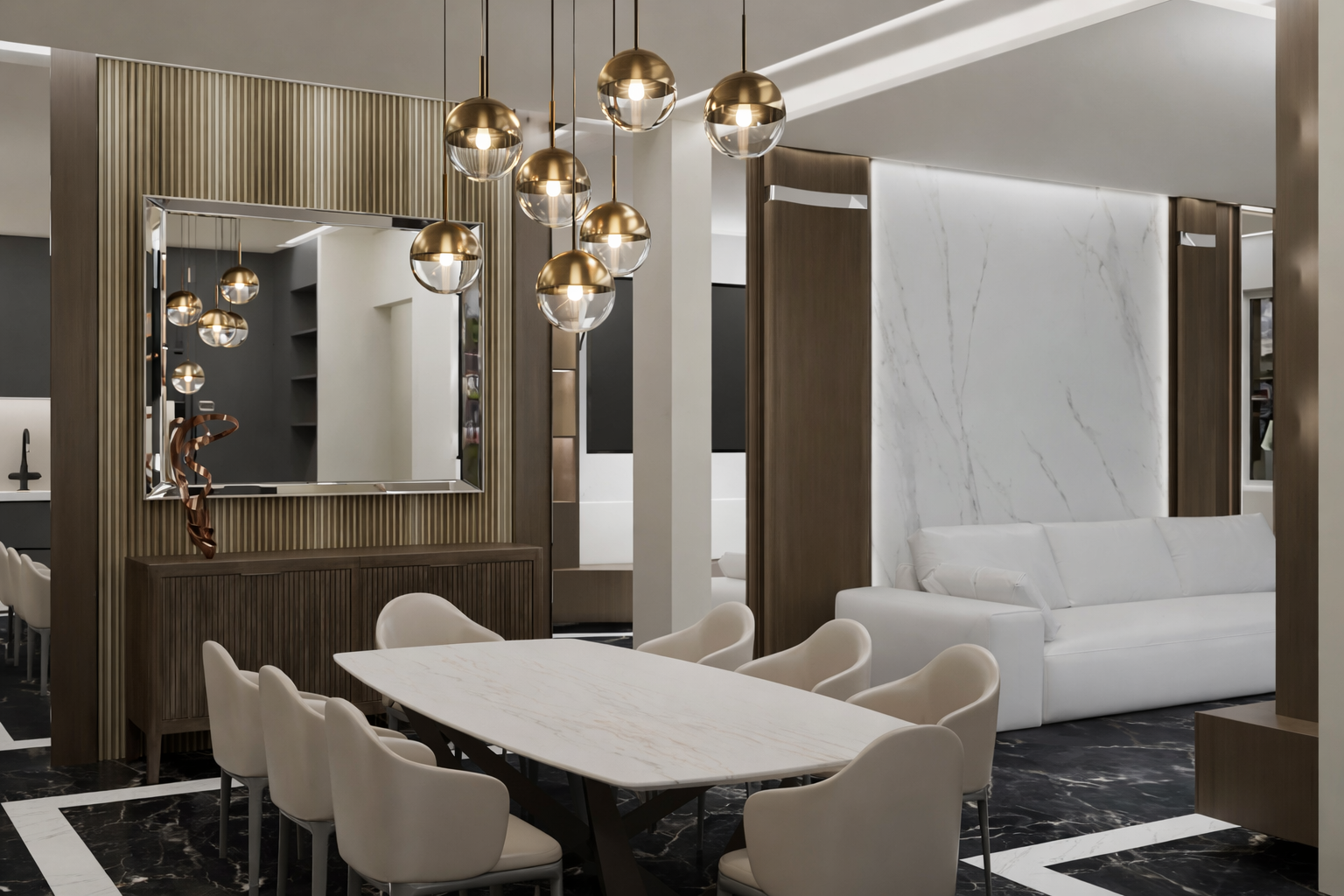 Progettazione di interni a Roma: appartamento contemporaneo tra marmo, legno e luce