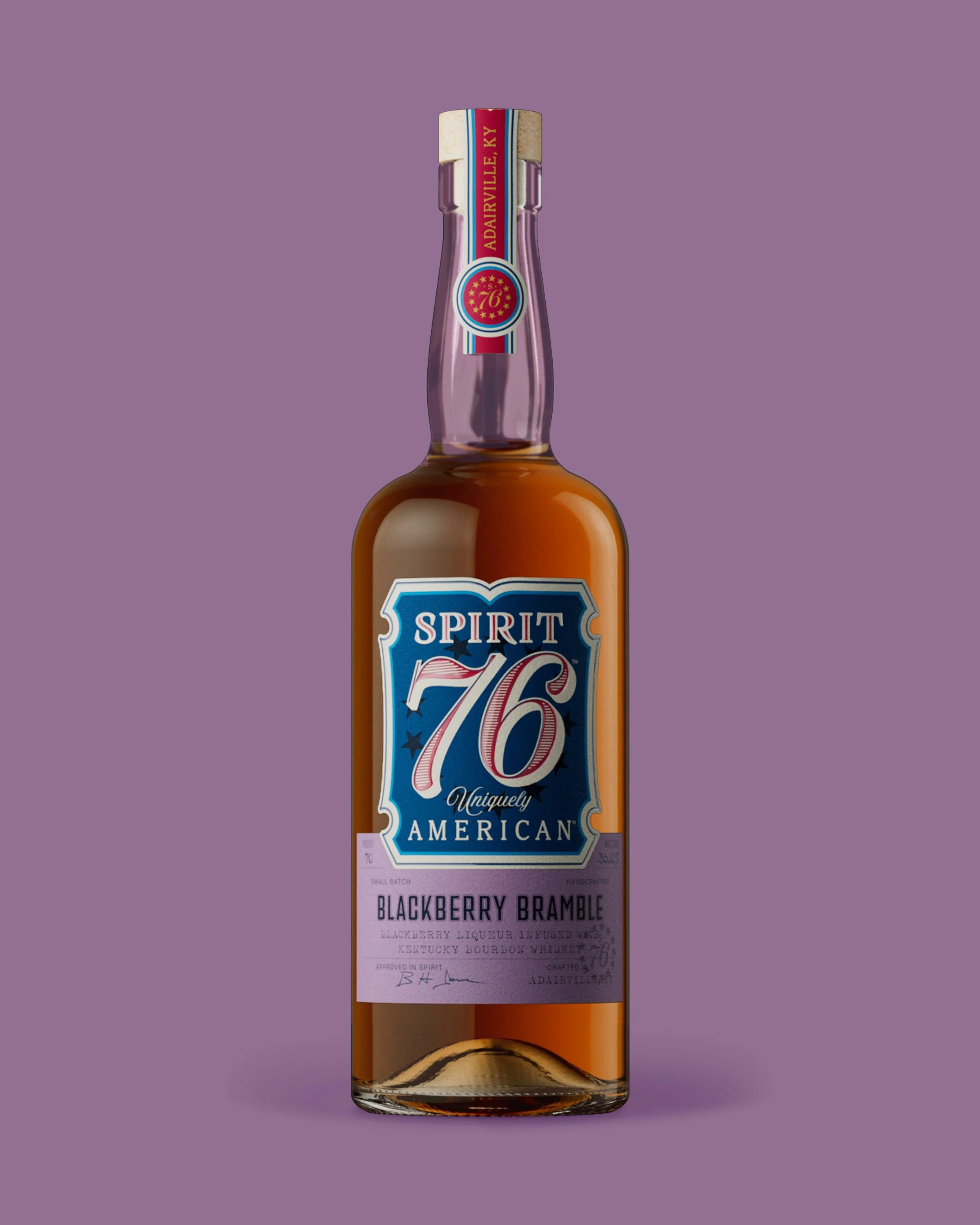 Spirit &lsquo;76, Blackberry Bramble.

Every bottle of Spirit &lsquo;76 begins with small-batch Kentucky bourbon, creating a foundation that&rsquo;s as authentic as the flavors themselves.