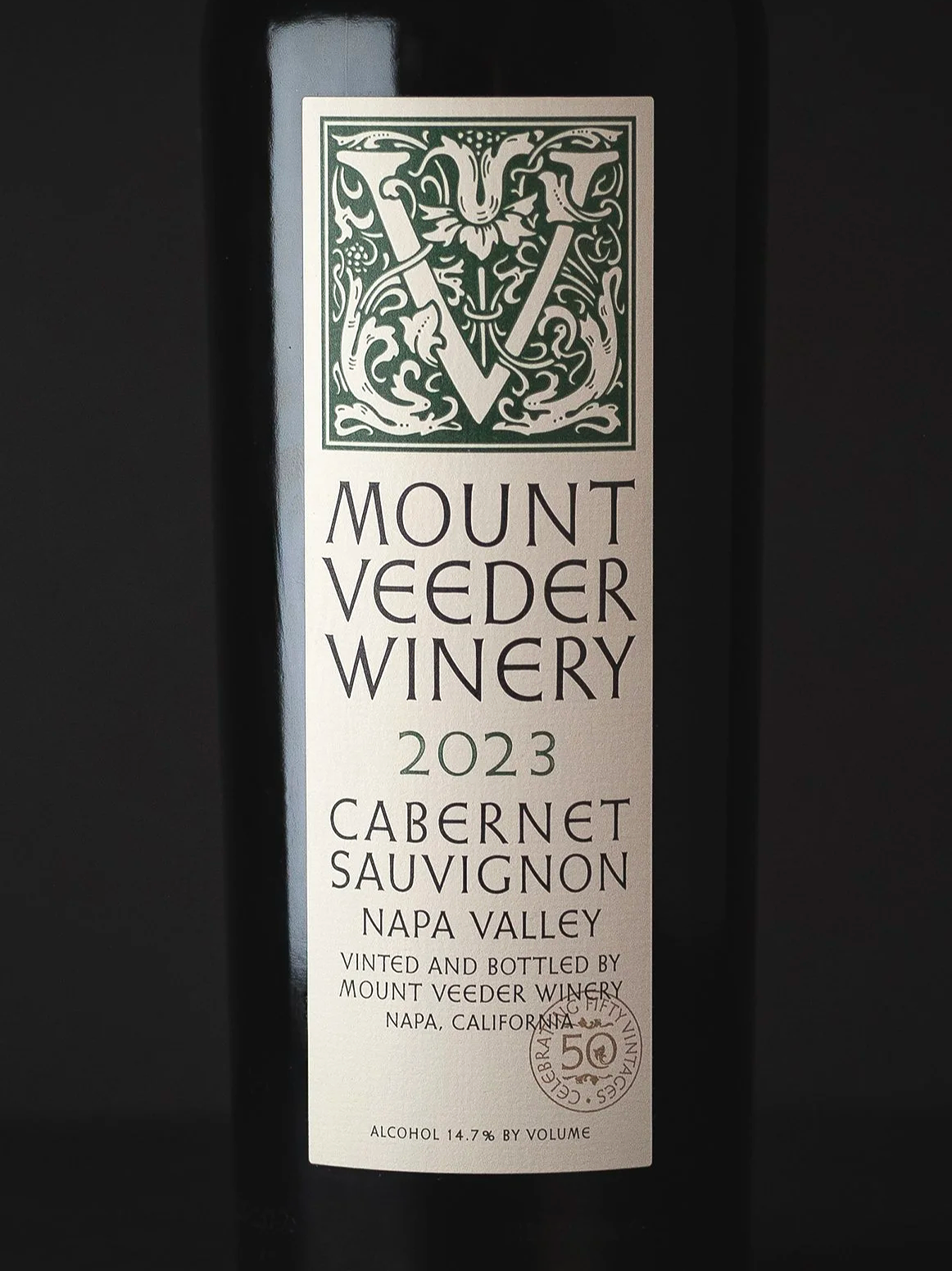 Mount Veeder Winery Napa Valley Cabernet Sauvignon anniversary label details