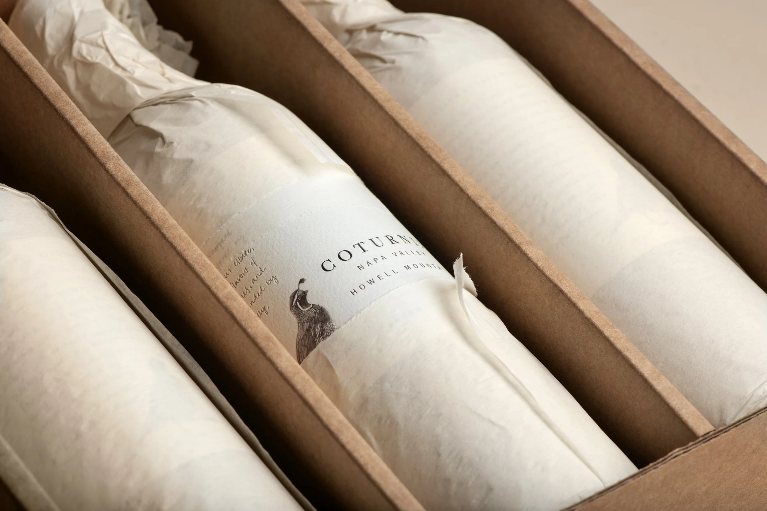 Coturnix Howell Mountain Napa Valley bottles wrapped in gift box