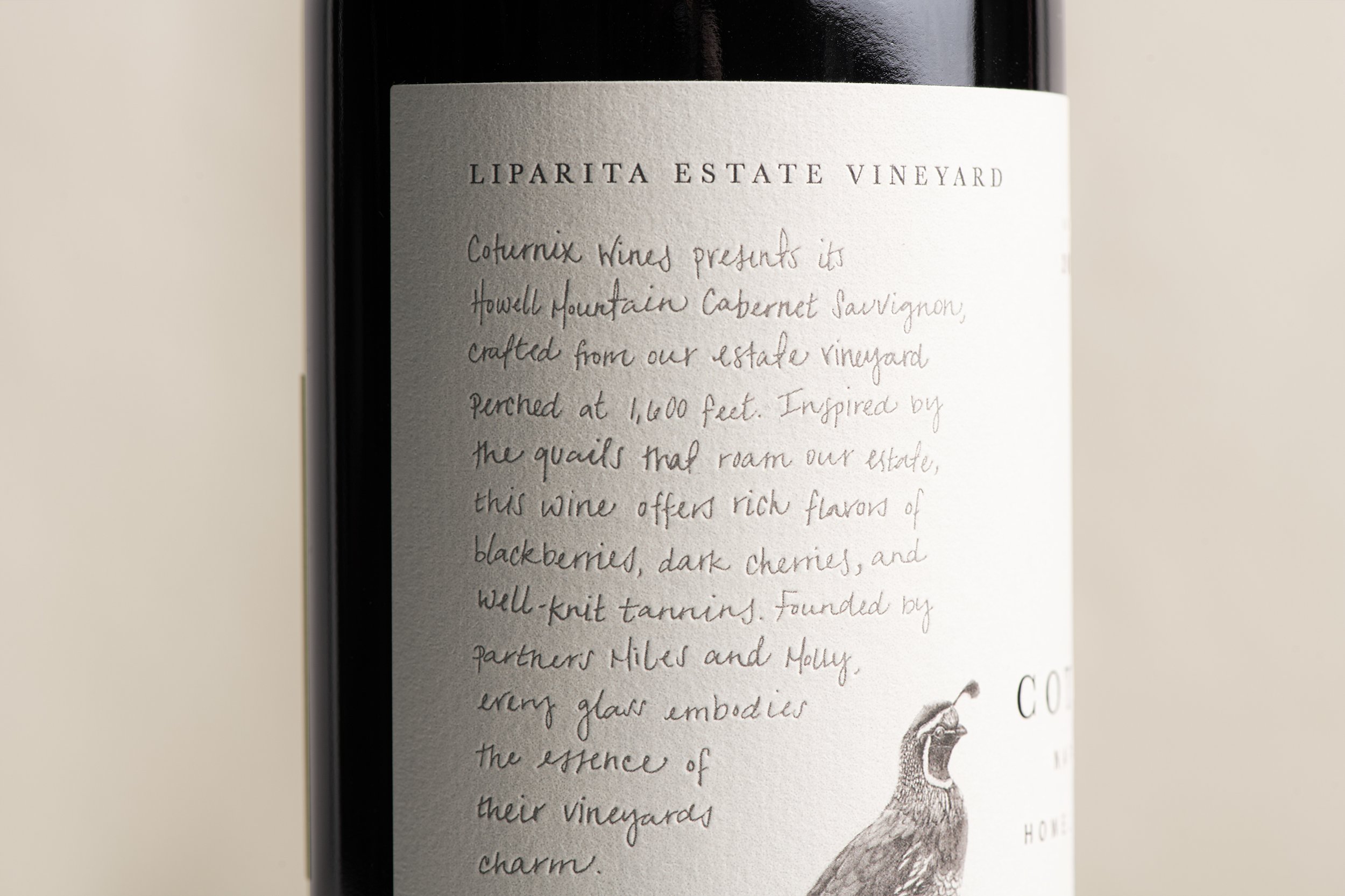 Coturnix Howell Mountain Napa Valley Liparita Estate Vineyard label detail