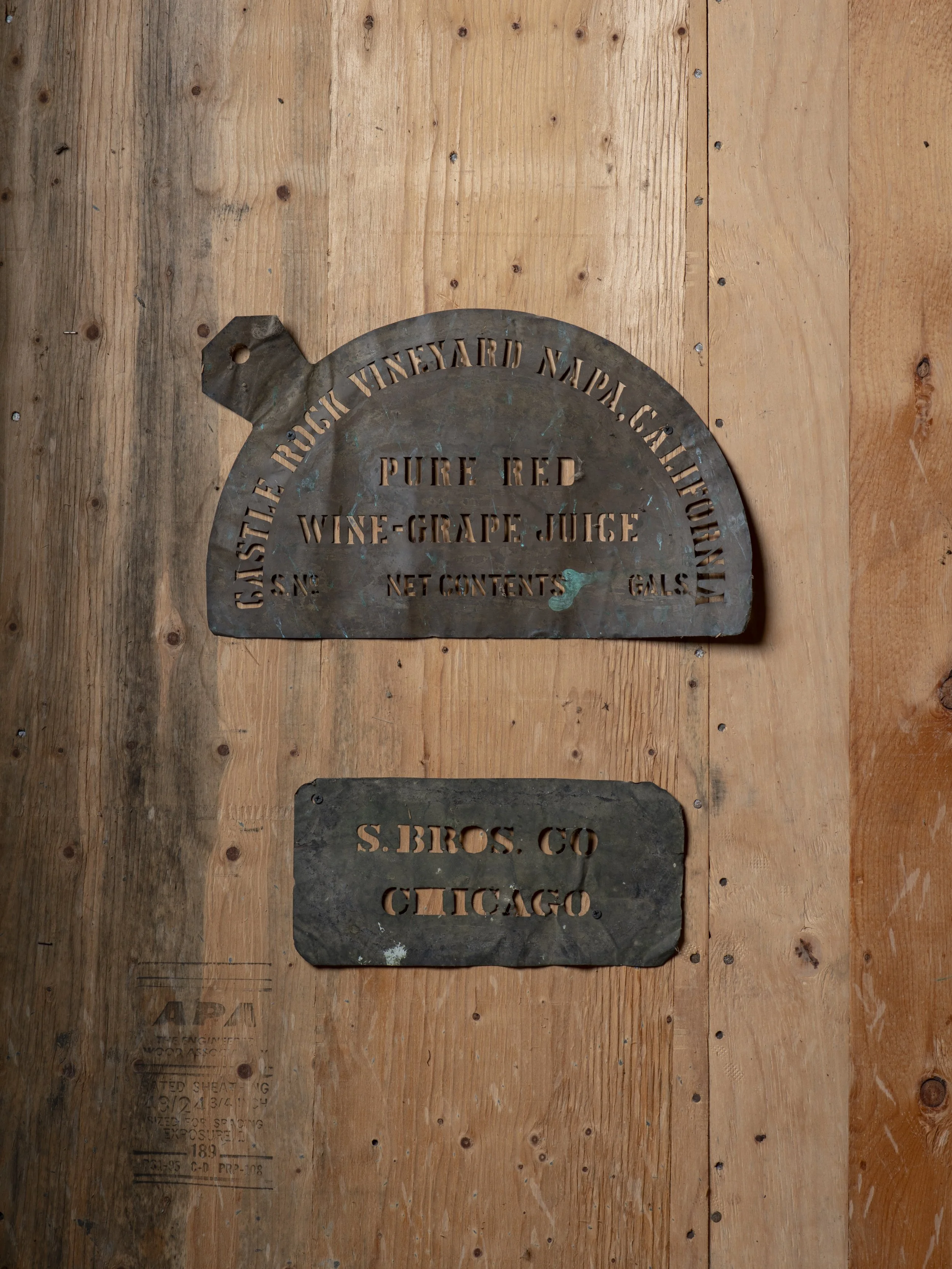 YB Wine Co Mount Veeder Napa Valley vintage signs