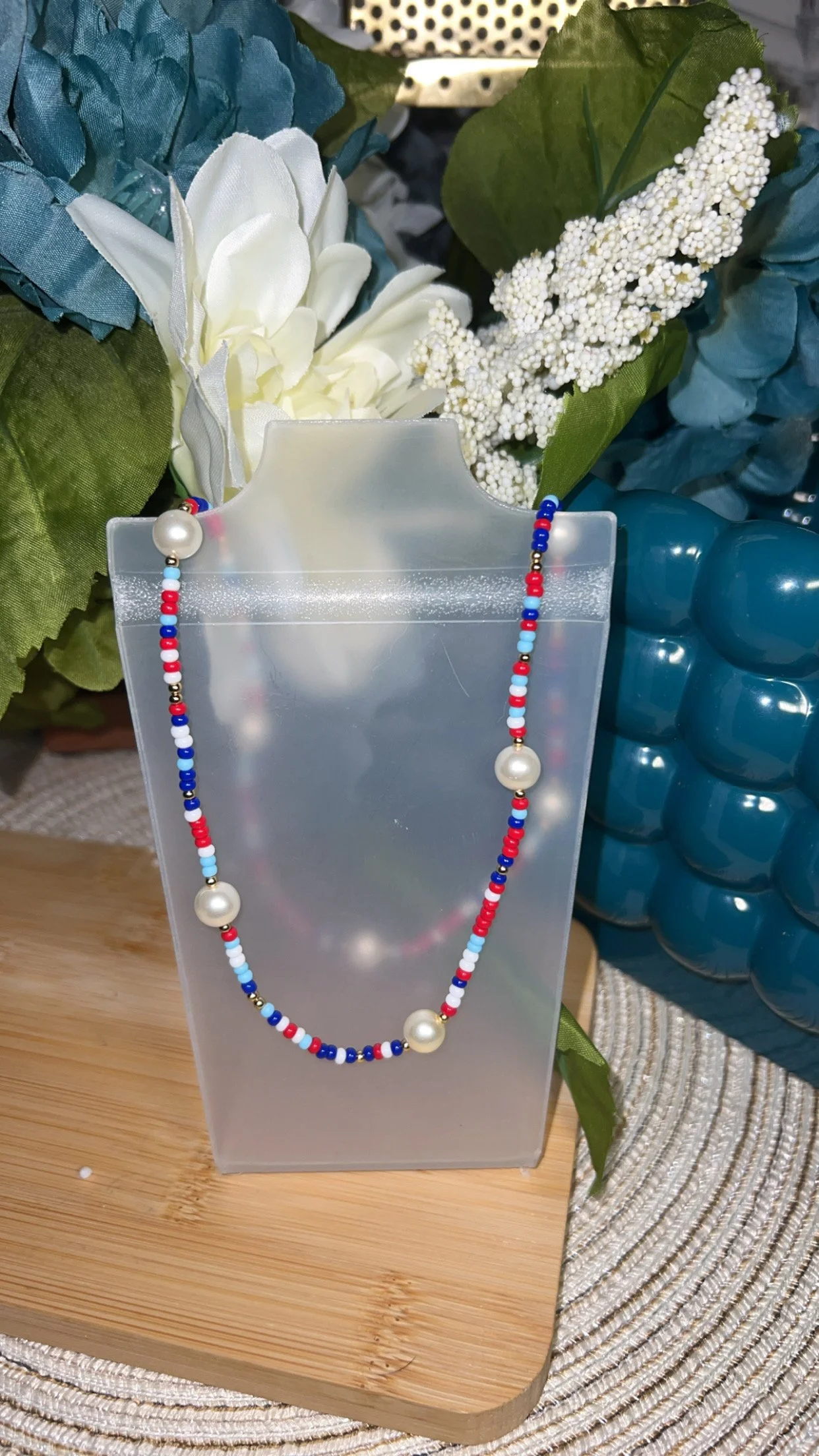 Patriotic Rae Pearl Necklace