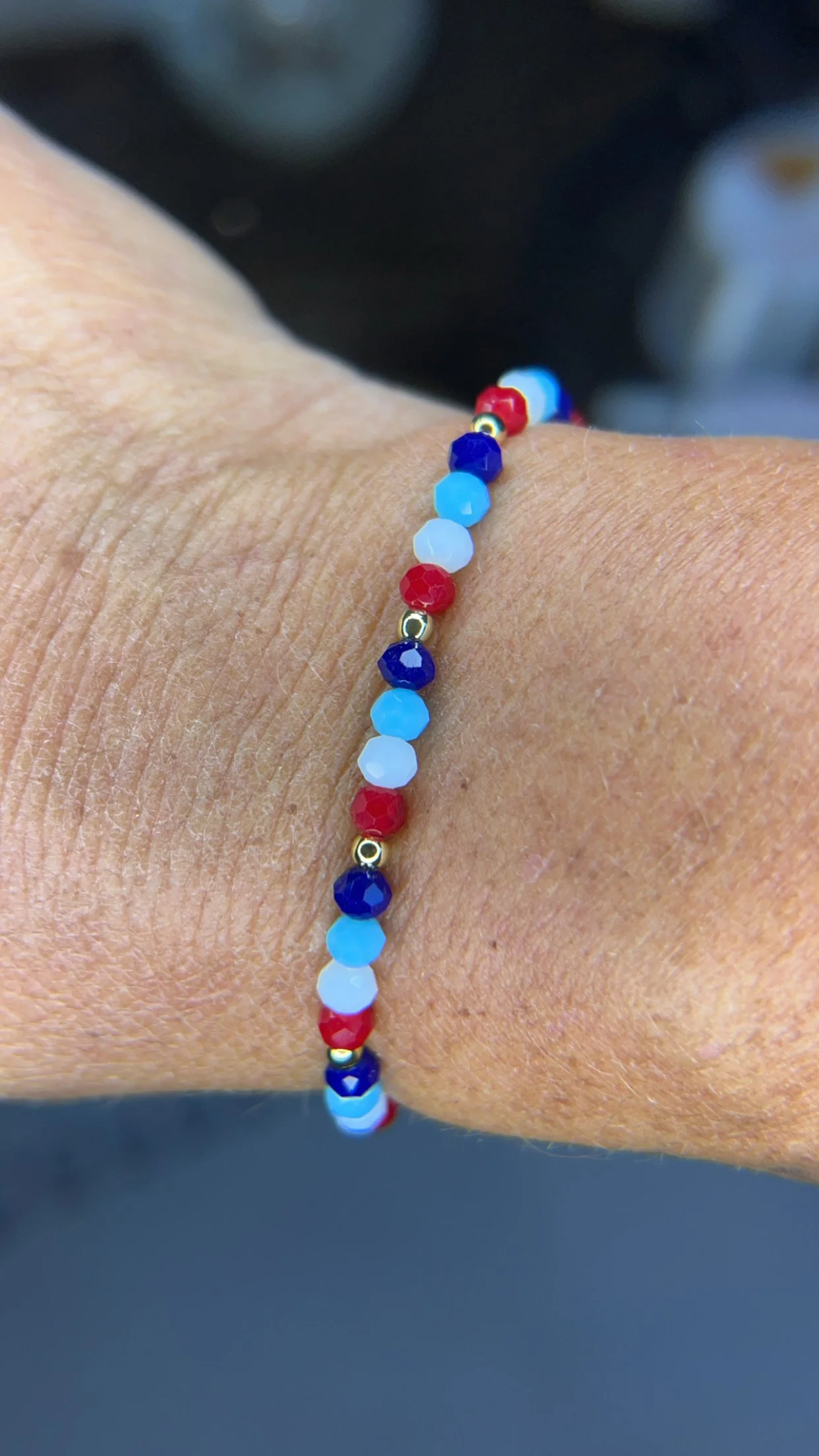 Patriotic Faceted Bead Bracelet