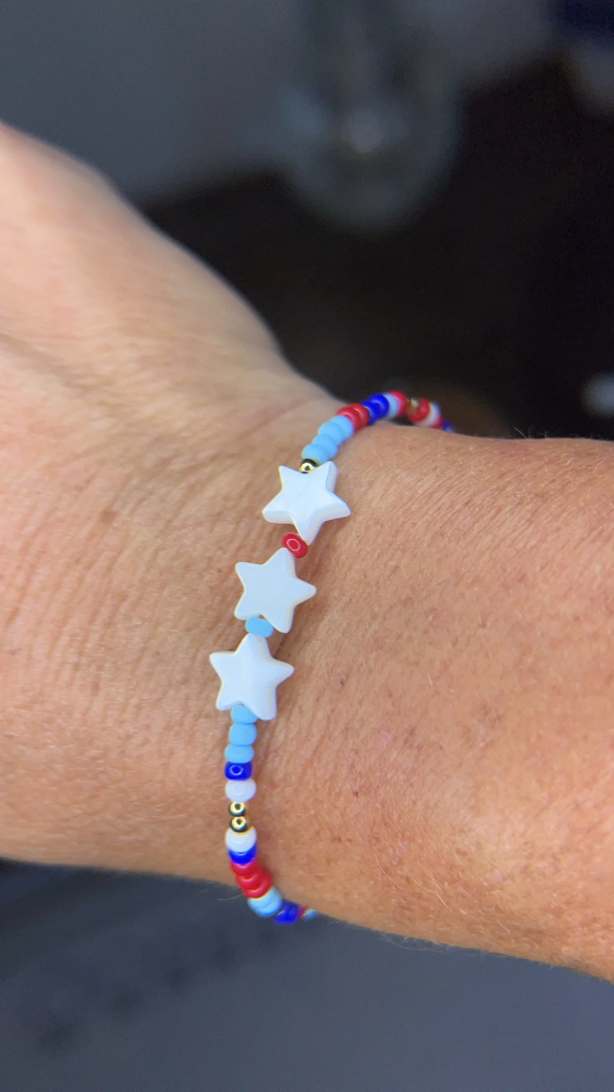Patriotic Coastal Confetti Bracelet with 3 Stars