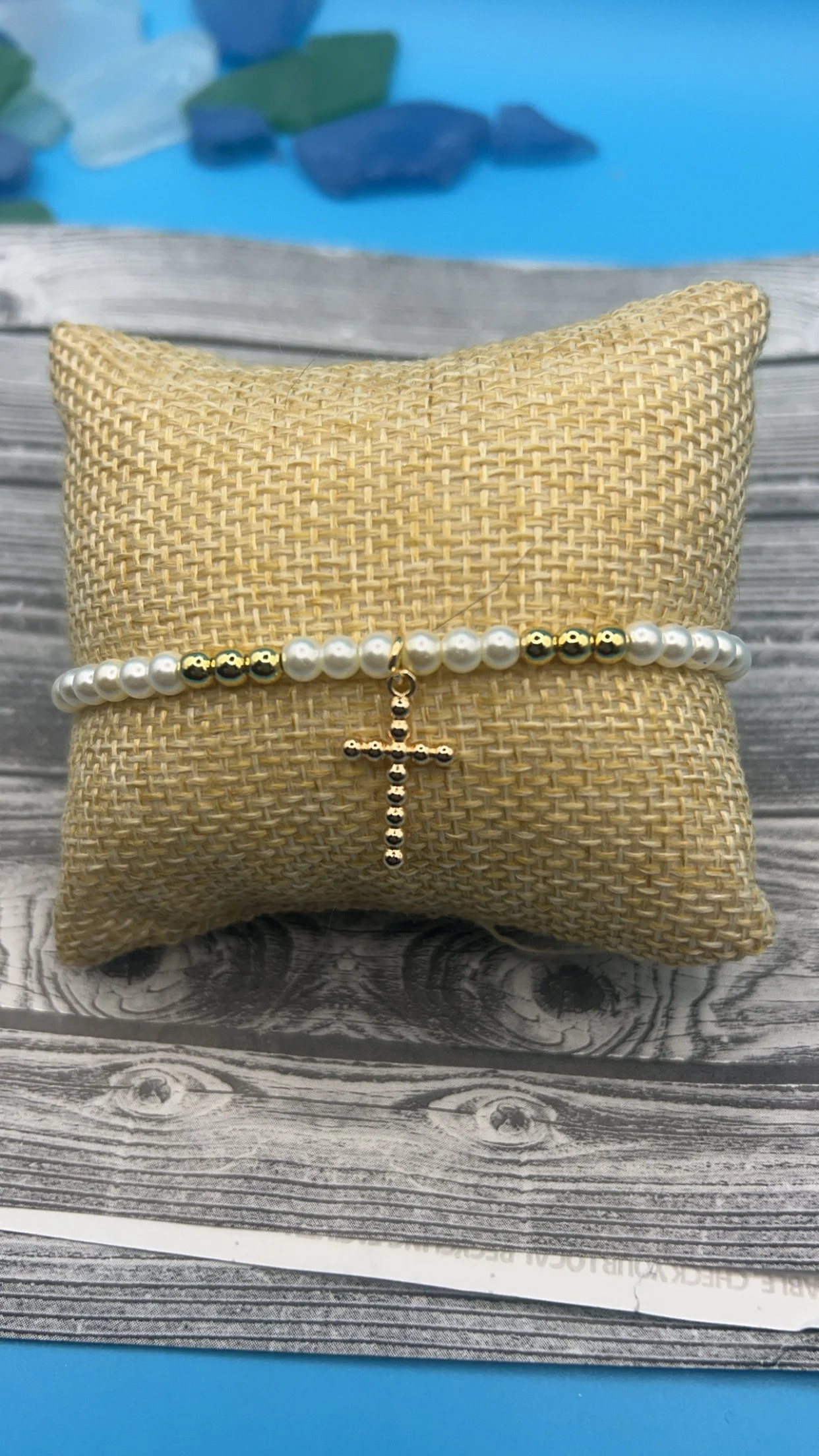 Pearl Cross Bracelet