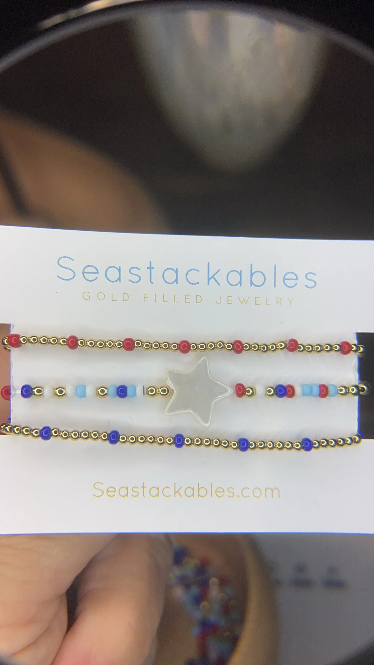 Patriotic Coastal Confetti Bracelet with Star