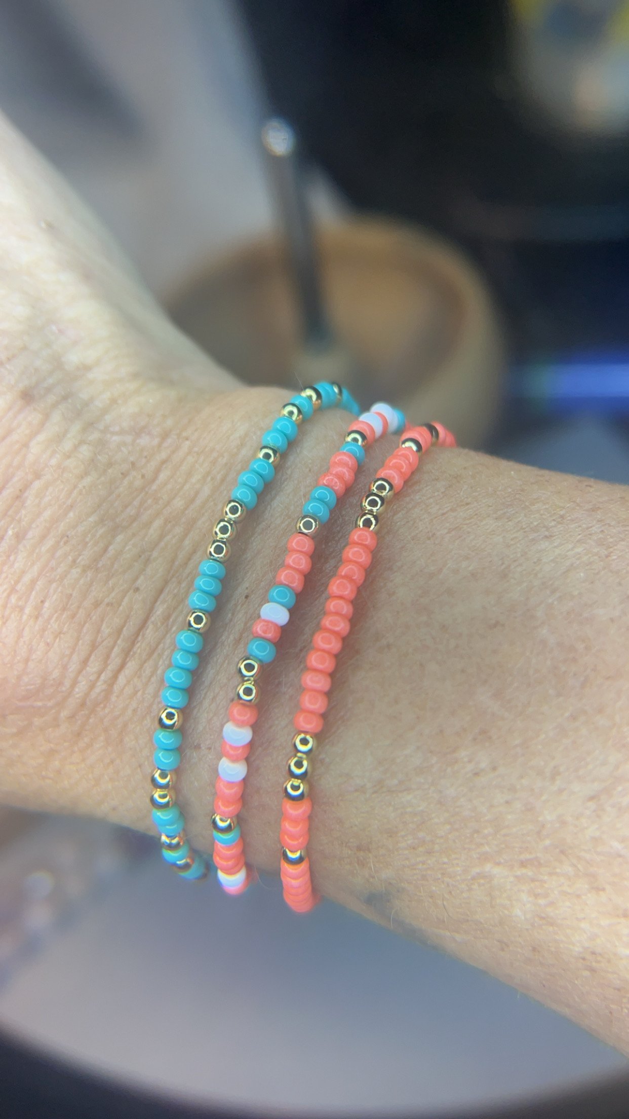 The Turquoise, Coral & White Coastal Confetti Bracelet