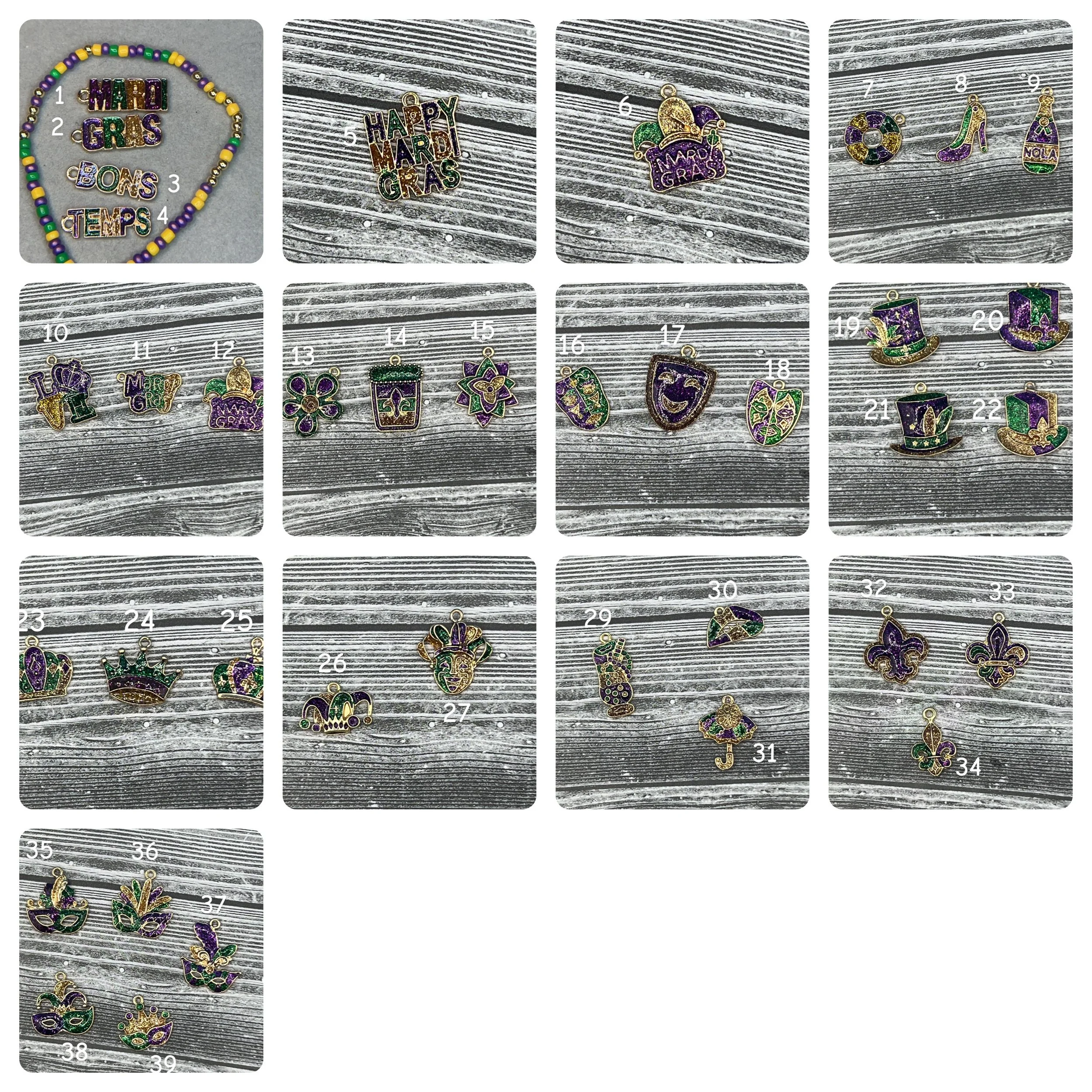 Alloy Mardi Gras Charms