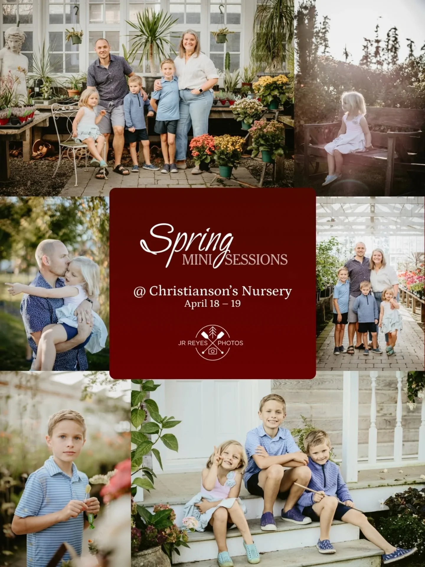Spring is officially popping at Christianson&rsquo;s Nursery, and I&rsquo;m so excited to get back behind the lens!

I&rsquo;m hosting a limited round of Spring Mini Sessions on April 18-19. Whether you need a fresh professional headshot, a sweet fam