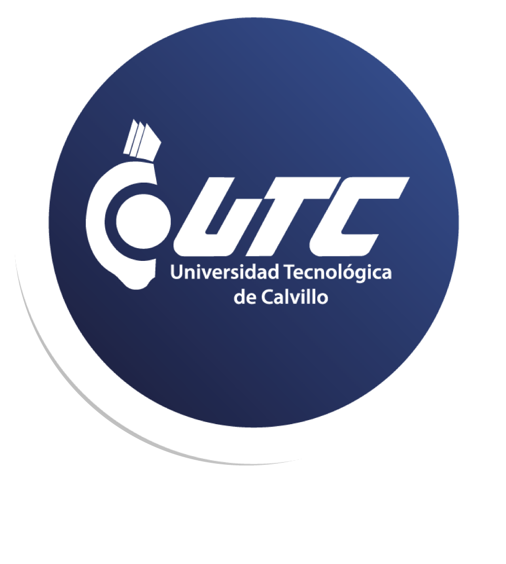 Logotipo de la Universidad Tecnológica de Calvillo en color azul y blanco.