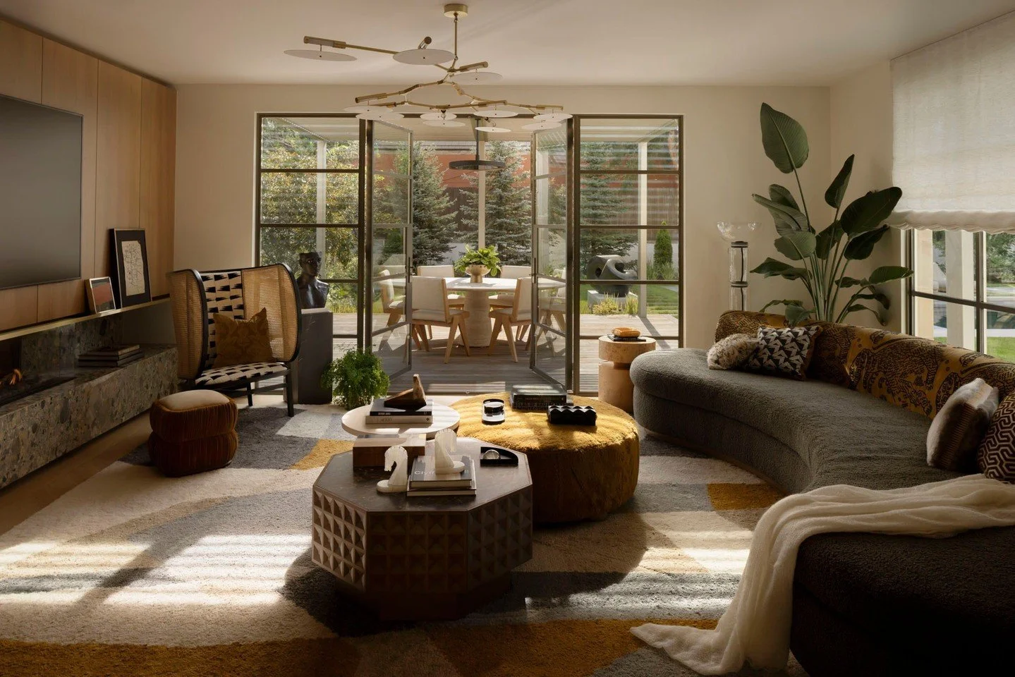 the family room is a comfortable, effortless atmosphere that contrasts with the more formal spaces in the home. open to the kitchen, it&rsquo;s one of the few open-concept areas in the house, allowing the two spaces to function together as a true gre